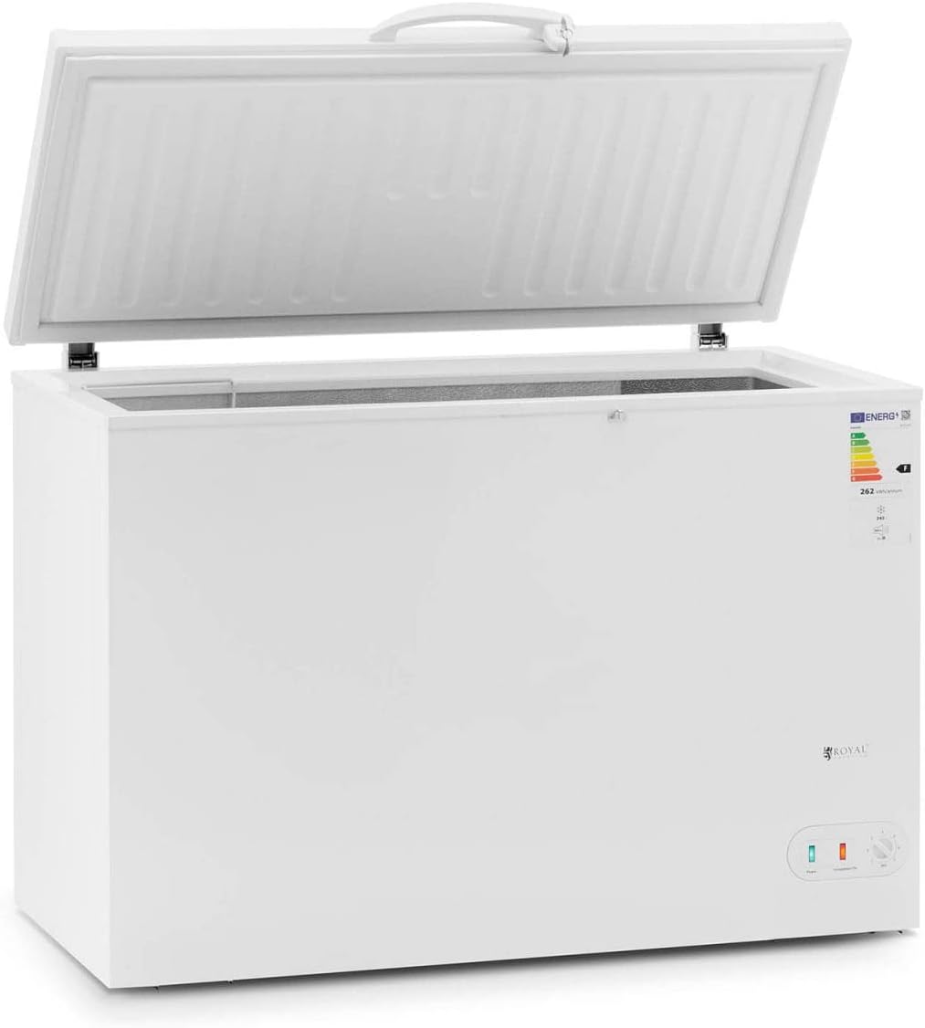 Royal Catering RCFZ - 255 Chest Freezer 247 L 63 W Freezer Commercial Chest Freezer Deep Freezer (White, Steel, Aluminium, R600A) - Amazing Gadgets Outlet