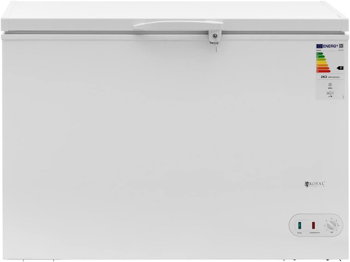 Royal Catering RCFZ - 255 Chest Freezer 247 L 63 W Freezer Commercial Chest Freezer Deep Freezer (White, Steel, Aluminium, R600A) - Amazing Gadgets Outlet