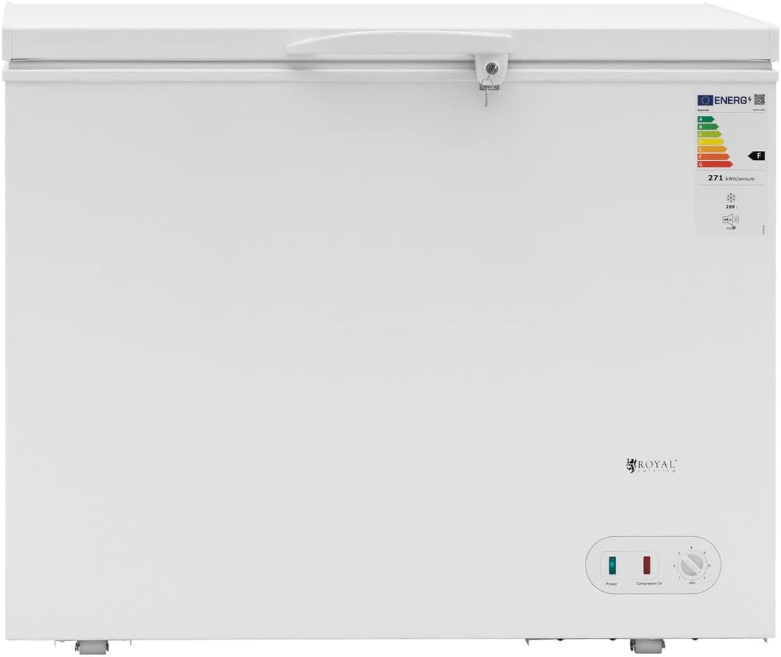 Royal Catering RCFZ - 350 Chest Freezer 272 L 63 W Freezer Commercial Chest Freezer Deep Freezer (White, Steel, Aluminium, R600A) - Amazing Gadgets Outlet