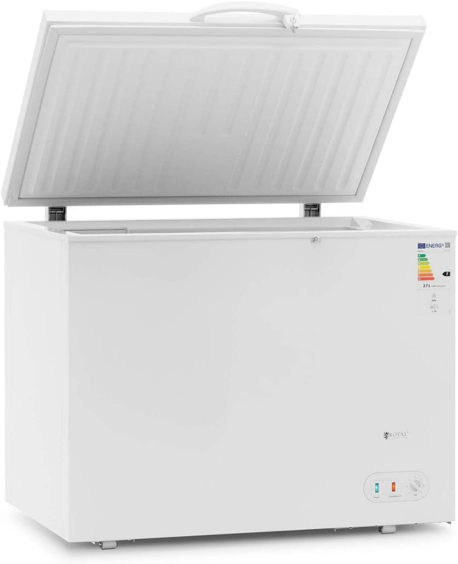 Royal Catering RCFZ - 350 Chest Freezer 272 L 63 W Freezer Commercial Chest Freezer Deep Freezer (White, Steel, Aluminium, R600A) - Amazing Gadgets Outlet