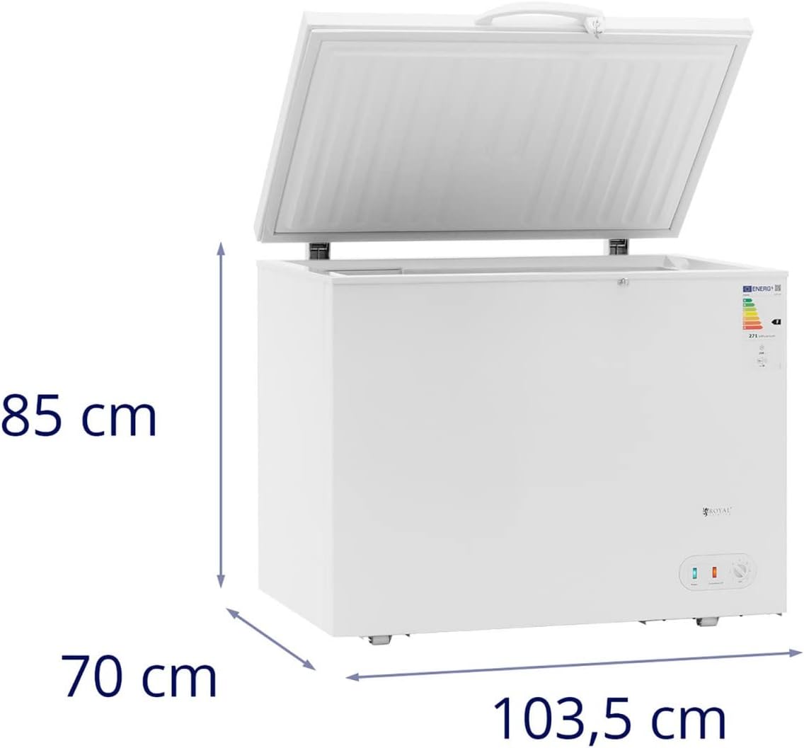 Royal Catering RCFZ - 350 Chest Freezer 272 L 63 W Freezer Commercial Chest Freezer Deep Freezer (White, Steel, Aluminium, R600A) - Amazing Gadgets Outlet