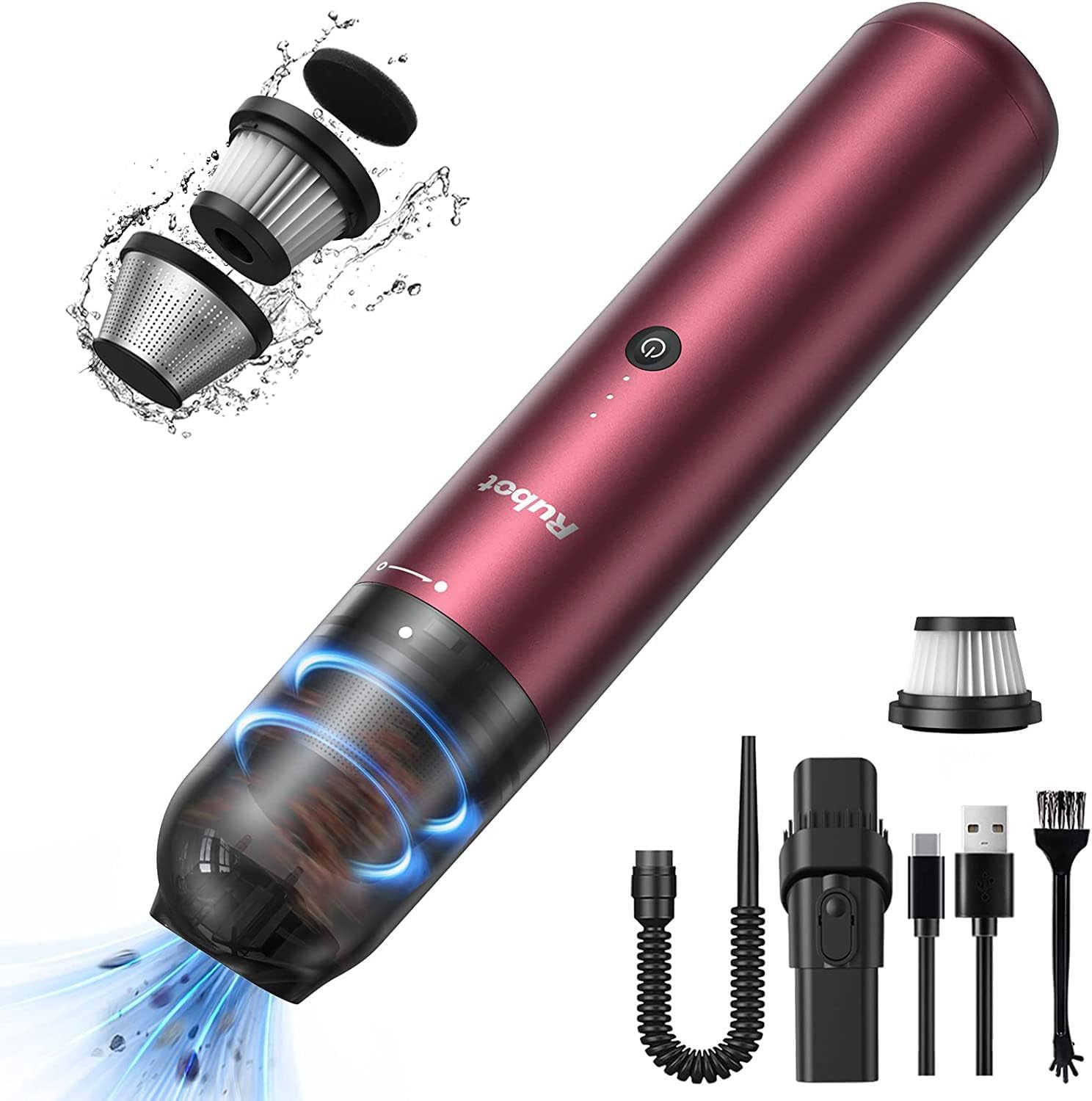 RUBOT Handheld Vacuum Cleaner, 16000PA Car Vacuum Cleaner Strong Suction, Mini hand held vacuum cordless Rechargeable, Portable Car Hoover for Car, Home and Pet - Black - Amazing Gadgets Outlet