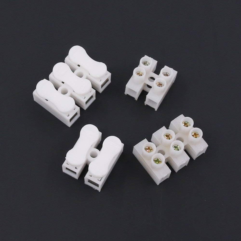 RUNCCI - YUN 60 Pieces 2P Spring Wire Connectors,Electrical Cable Clamp Terminal Block Connector, LED Strip Light Wire Connecting （CH2 CH3) 4 Styles - Amazing Gadgets Outlet