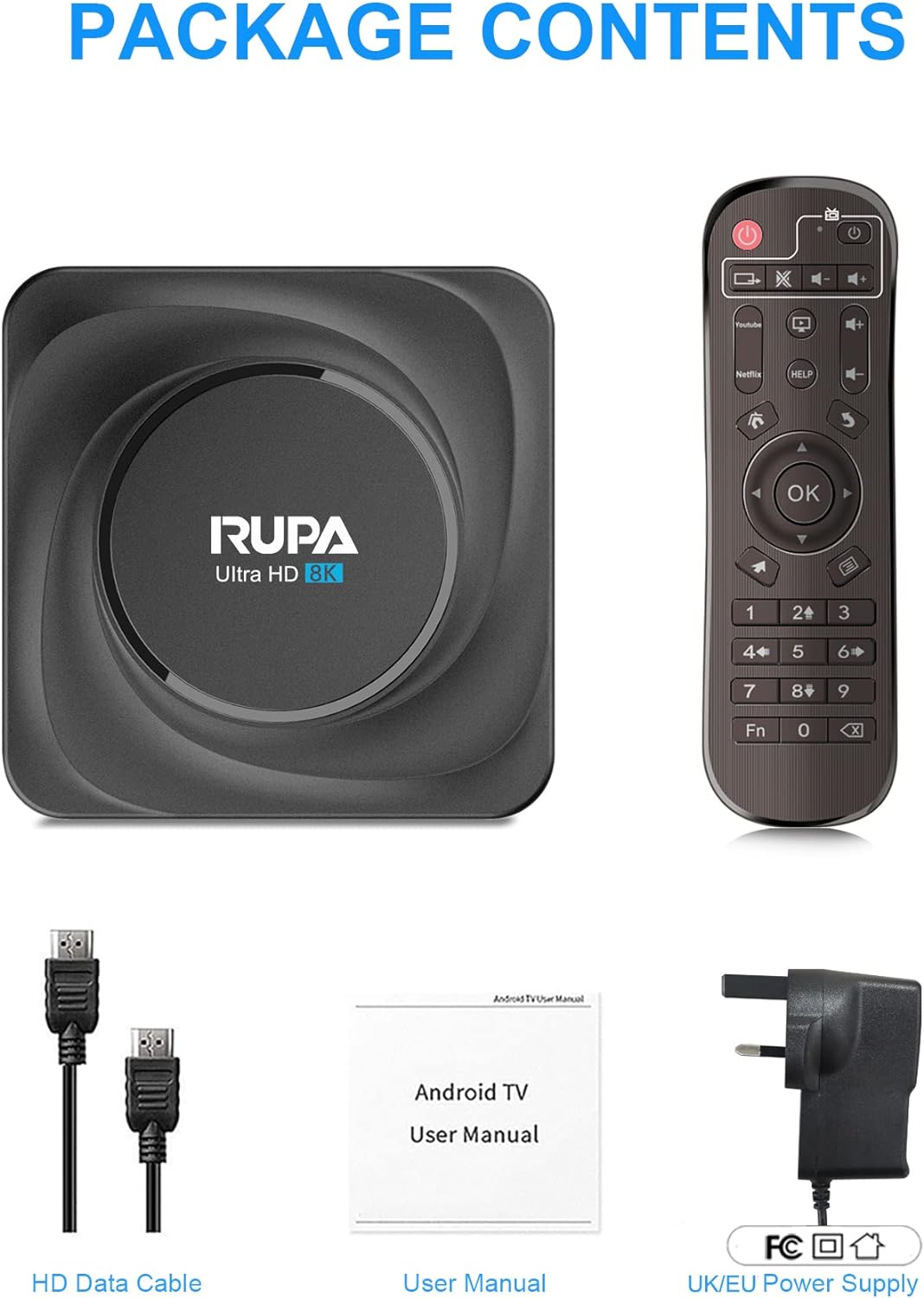 RUPA Android TV Box, Smart TV Box Android 11.0 4GB RAM 32GB ROM RK3566 Quad Core Cortex - A53 CPU Support 2.4G/5G WiFi BT 4.0 USB 3.0 1000M Ethernet 3D 8K 6K 4K HD Media Box - Amazing Gadgets Outlet