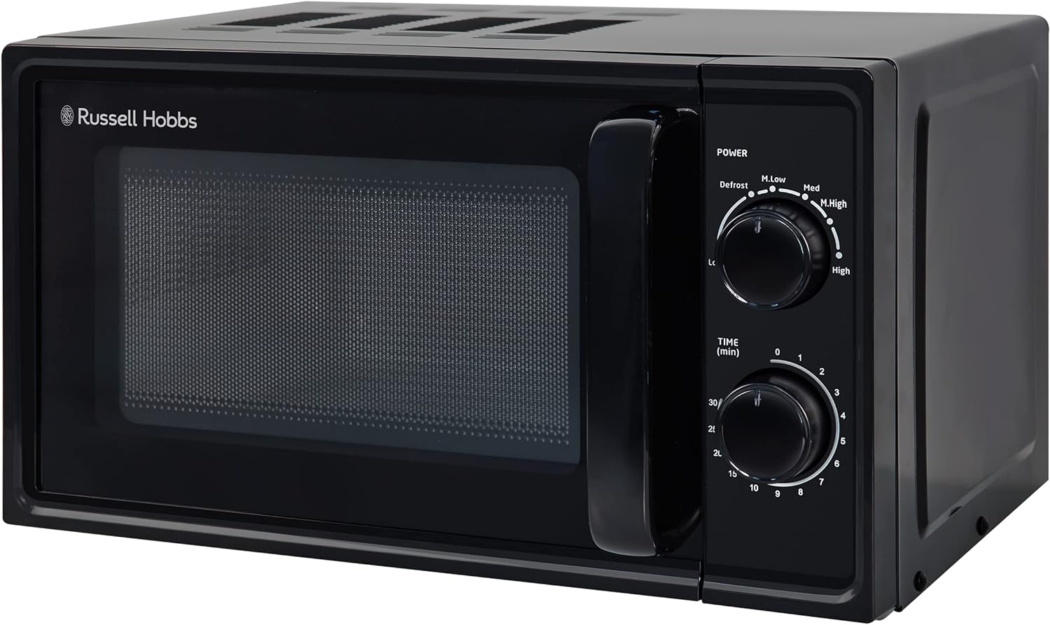 Russell Hobbs 17L Small Microwave Black Manual Textures 700W with 5 Power Levels & 30 min Timer, Defrost Function & Easy Clean, RHM1725B - Amazing Gadgets Outlet