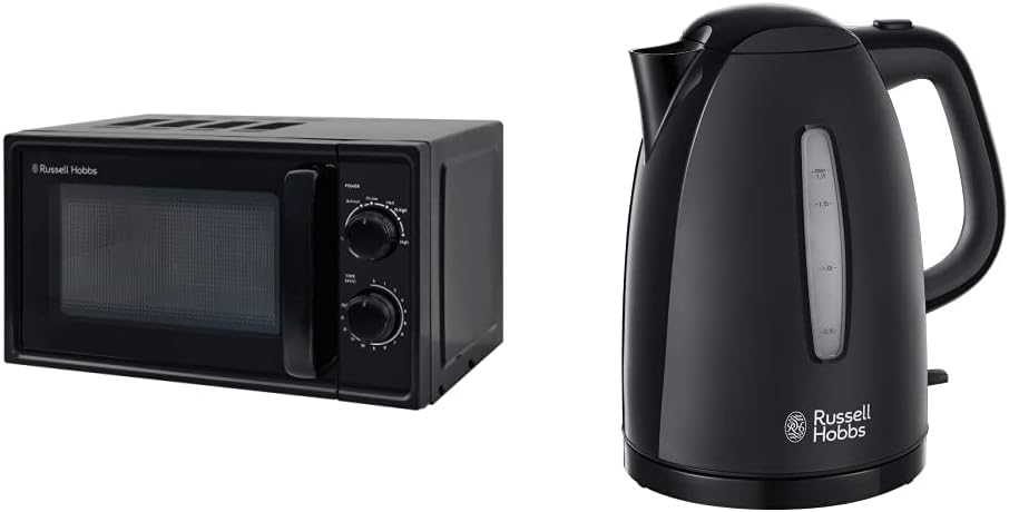 Russell Hobbs 17L Small Microwave Black Manual Textures 700W with 5 Power Levels & 30 min Timer, Defrost Function & Easy Clean, RHM1725B - Amazing Gadgets Outlet