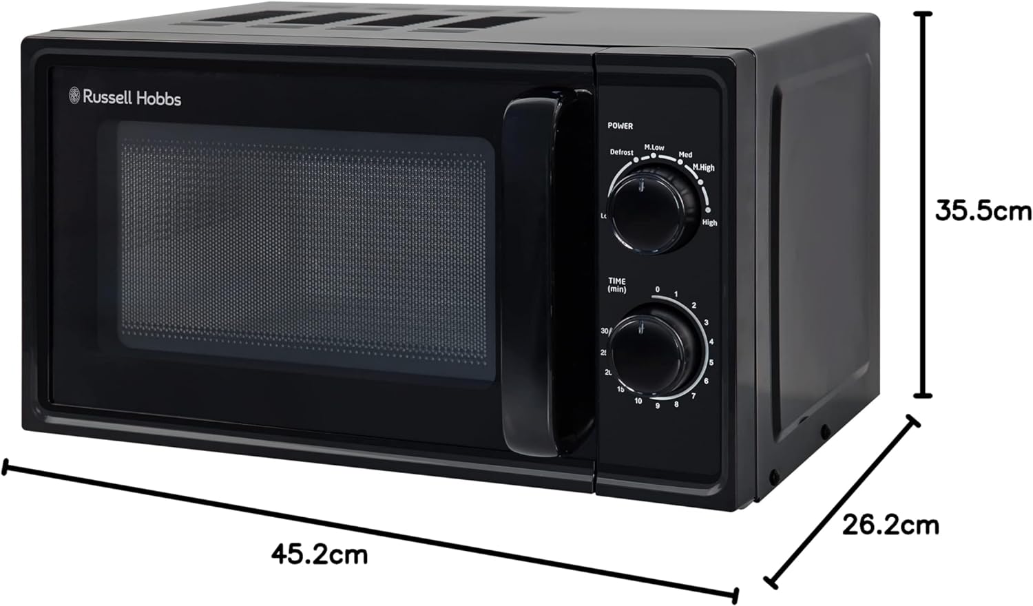 Russell Hobbs 17L Small Microwave Black Manual Textures 700W with 5 Power Levels & 30 min Timer, Defrost Function & Easy Clean, RHM1725B - Amazing Gadgets Outlet