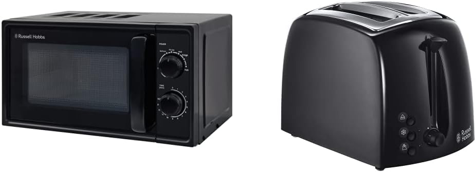 Russell Hobbs 17L Small Microwave Black Manual Textures 700W with 5 Power Levels & 30 min Timer, Defrost Function & Easy Clean, RHM1725B - Amazing Gadgets Outlet