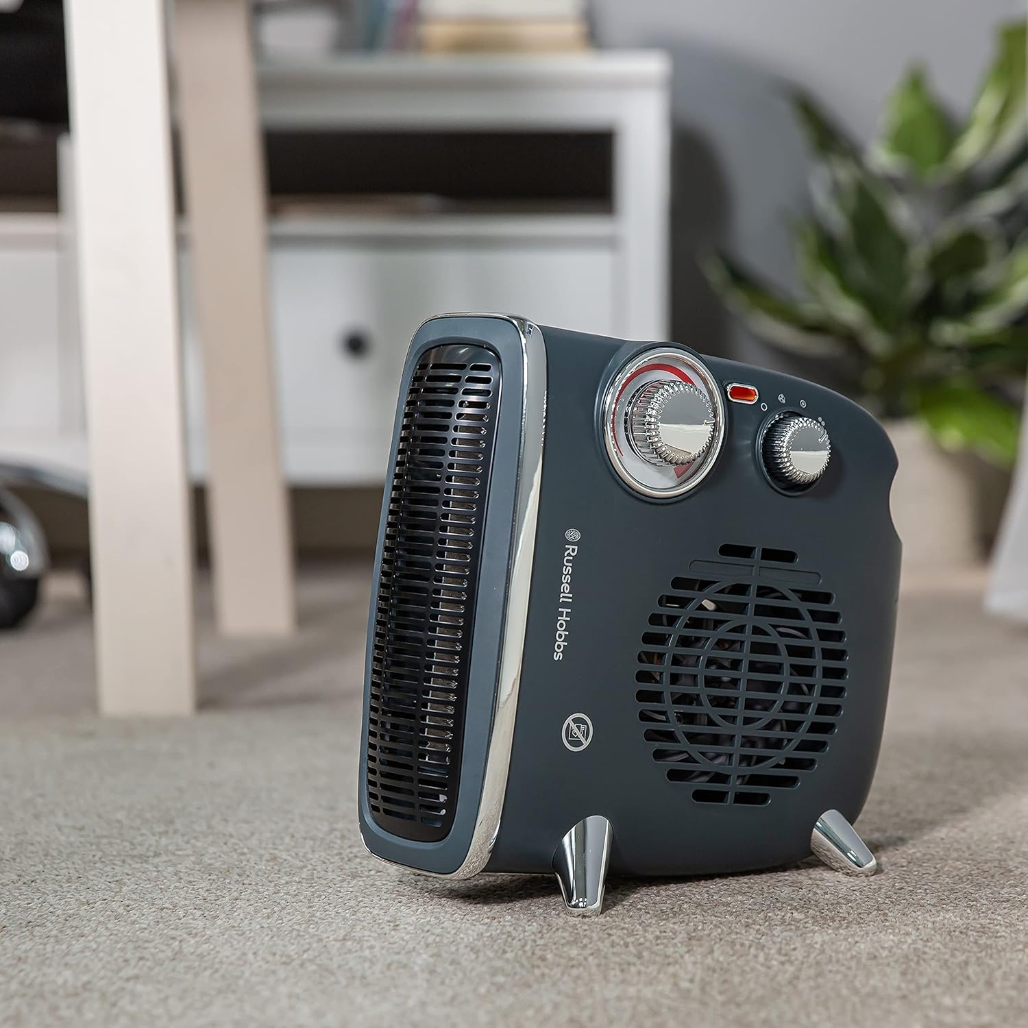 Russell Hobbs 1800W/1.8KW Electric Heater, Retro Horizontal/Vertical Fan Heater in Grey with Adjustable Thermostat, 2 Heat Settings, 20m² Room Size, Dial Control, RHRETHFH1001G with 2 Year Guarantee - Amazing Gadgets Outlet