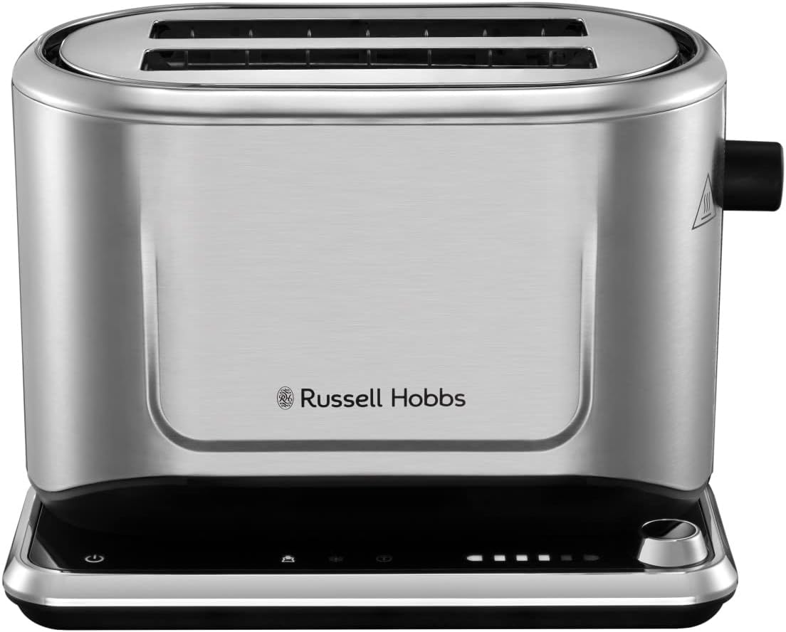 Russell Hobbs 2 Slice Attentiv Toaster with Colour Sense Technology; Adapts toasting time to bread type (Favourite settings memorised, Touch screen control, Lift & look, 1640W, Stainless Steel) 26210 - Amazing Gadgets Outlet