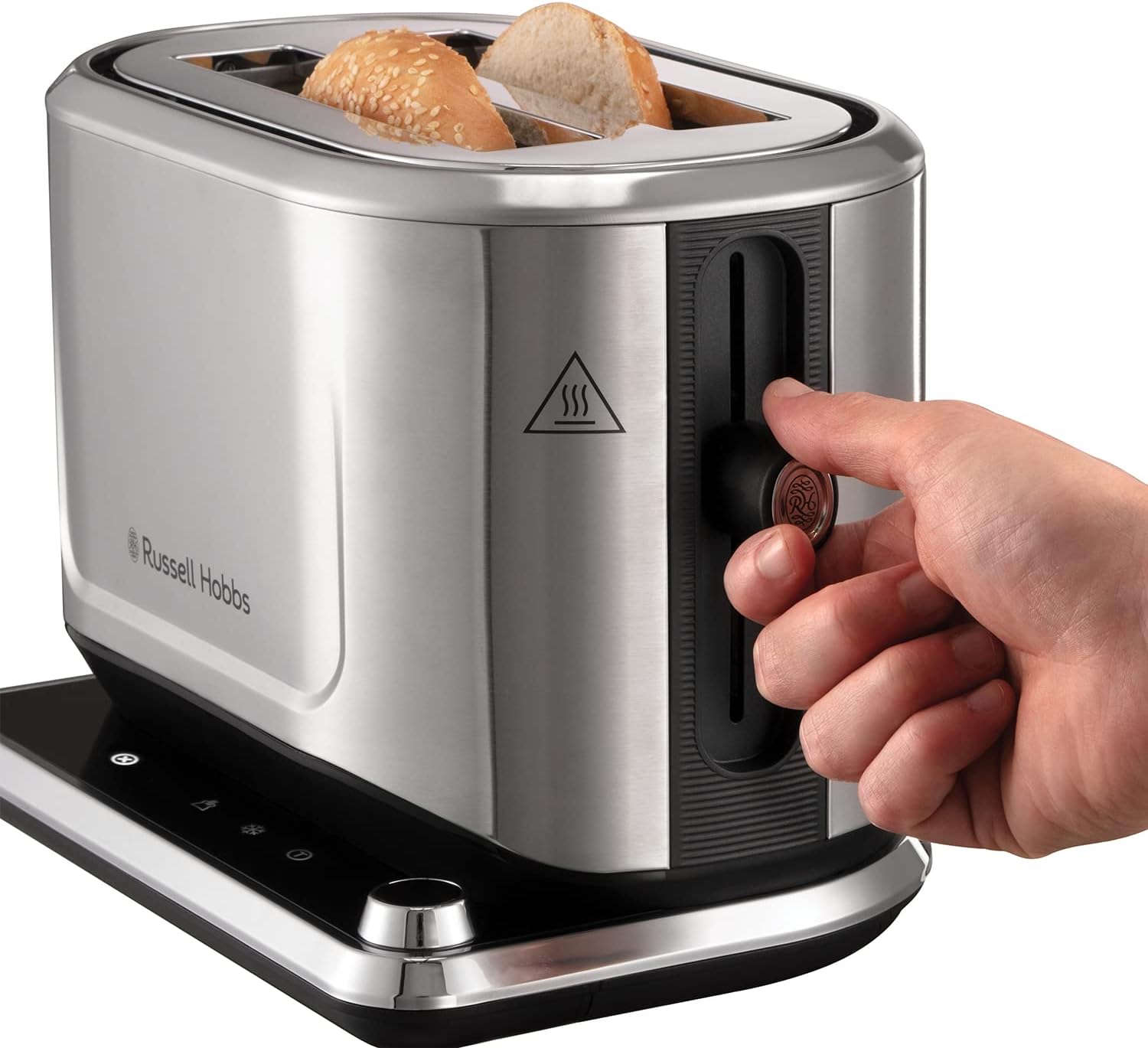 Russell Hobbs 2 Slice Attentiv Toaster with Colour Sense Technology; Adapts toasting time to bread type (Favourite settings memorised, Touch screen control, Lift & look, 1640W, Stainless Steel) 26210 - Amazing Gadgets Outlet