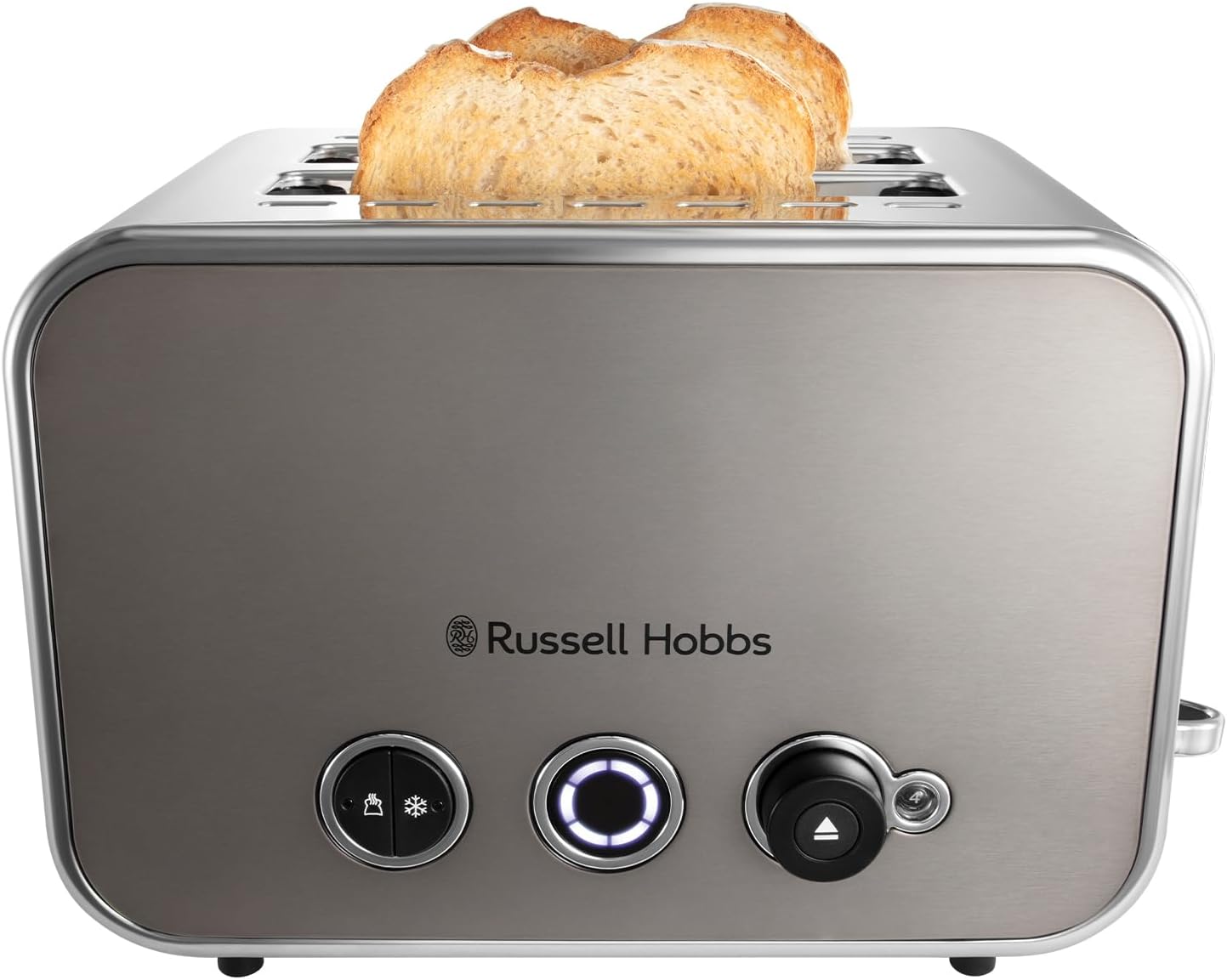 Russell Hobbs 2 Slice Distinctions Toaster (Countdown to ready, Extra wide & long slots, 6 Browning levels & Defrost/Reheat/Cancel, Lift & Look feature, 1600W, Stainless Steel & Titanium) 26432 - Amazing Gadgets Outlet