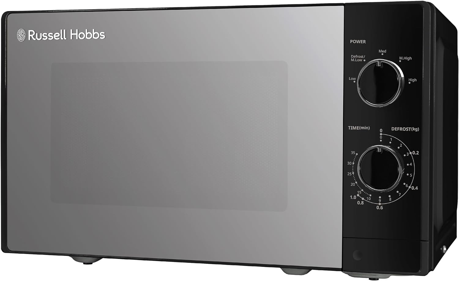 Russell Hobbs 20 Litre 800W Black Solo Manual Microwave, 5 Power Levels, Integrated Timer and Defrost Function, Easy Clean RHM2027B - Amazing Gadgets Outlet