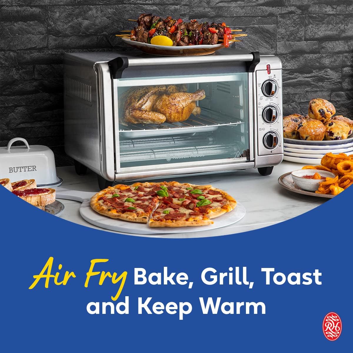 Russell Hobbs 20L Oven 5 - in - 1 Rapid Hot Air Fryer, Mini Oven, Grill, Toaster, Warming Function, Timer, Energy Saving, Pizza Diameter 30cm, Incs. Frying Basket, Baking Tray & Grill Rack, 26680 - Amazing Gadgets Outlet