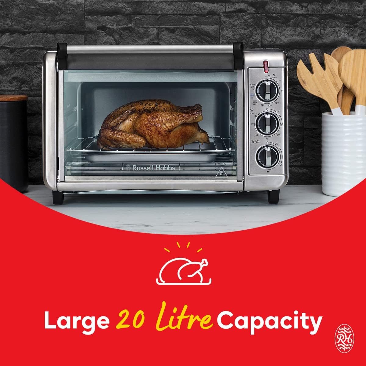 Russell Hobbs 20L Oven 5 - in - 1 Rapid Hot Air Fryer, Mini Oven, Grill, Toaster, Warming Function, Timer, Energy Saving, Pizza Diameter 30cm, Incs. Frying Basket, Baking Tray & Grill Rack, 26680 - Amazing Gadgets Outlet