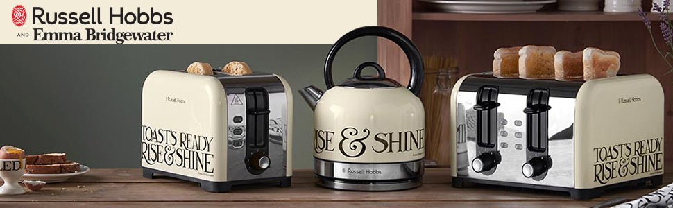 Russell Hobbs 23548 Emma Bridgewater Toaster, Black Toast 4 Slice Toast and Marmalade, 1500 W - Amazing Gadgets Outlet