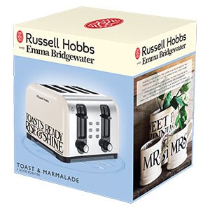 Russell Hobbs 23548 Emma Bridgewater Toaster, Black Toast 4 Slice Toast and Marmalade, 1500 W - Amazing Gadgets Outlet