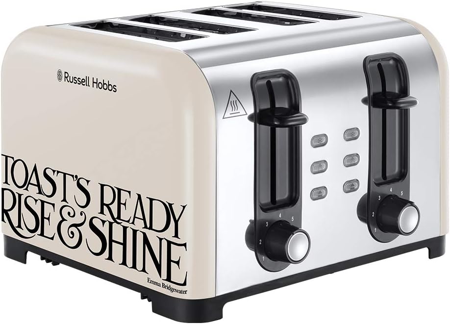 Russell Hobbs 23548 Emma Bridgewater Toaster, Black Toast 4 Slice Toast and Marmalade, 1500 W - Amazing Gadgets Outlet