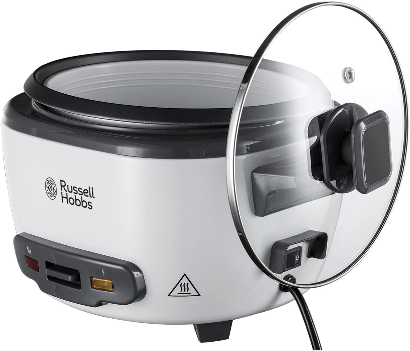 Russell Hobbs 27040 Large Rice Cooker - Up to 14 Servings with Steamer Basket, Measuring Cup and Spoon Included, Dishwasher Safe Parts, 500 W, White - Amazing Gadgets Outlet