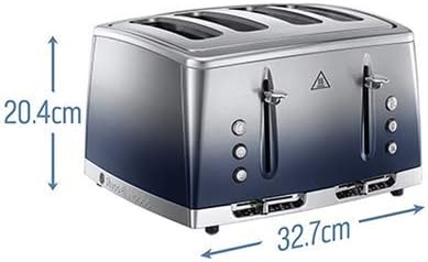 Russell Hobbs 4 Slice Eclipse Toaster with faster toasting technology (Independent slots, Lift & look, 6 Browning levels, Frozen/Cancel/Reheat with indicator lights, 850W, Midnight Blue) 25141 - Amazing Gadgets Outlet