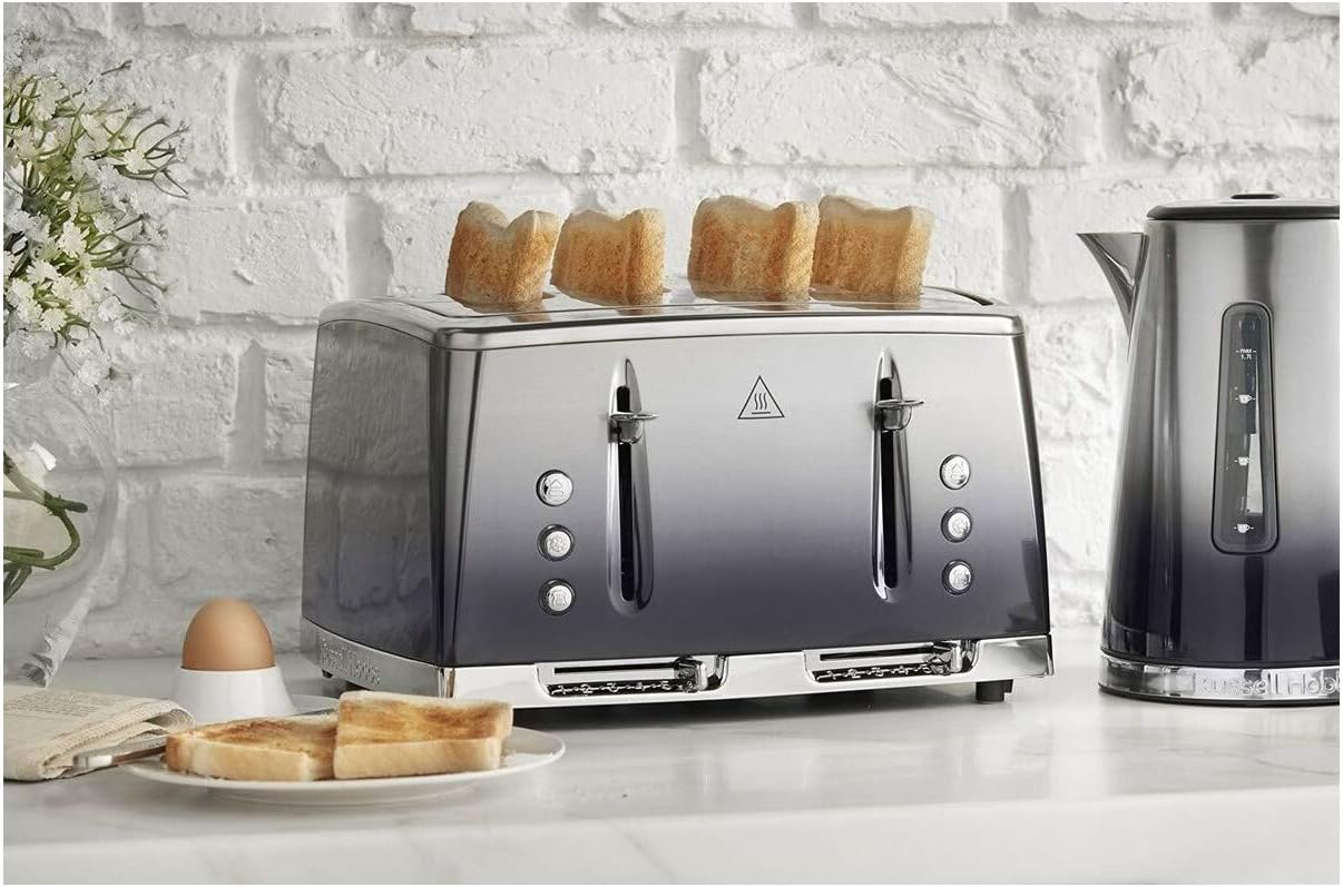 Russell Hobbs 4 Slice Eclipse Toaster with faster toasting technology (Independent slots, Lift & look, 6 Browning levels, Frozen/Cancel/Reheat with indicator lights, 850W, Midnight Blue) 25141 - Amazing Gadgets Outlet