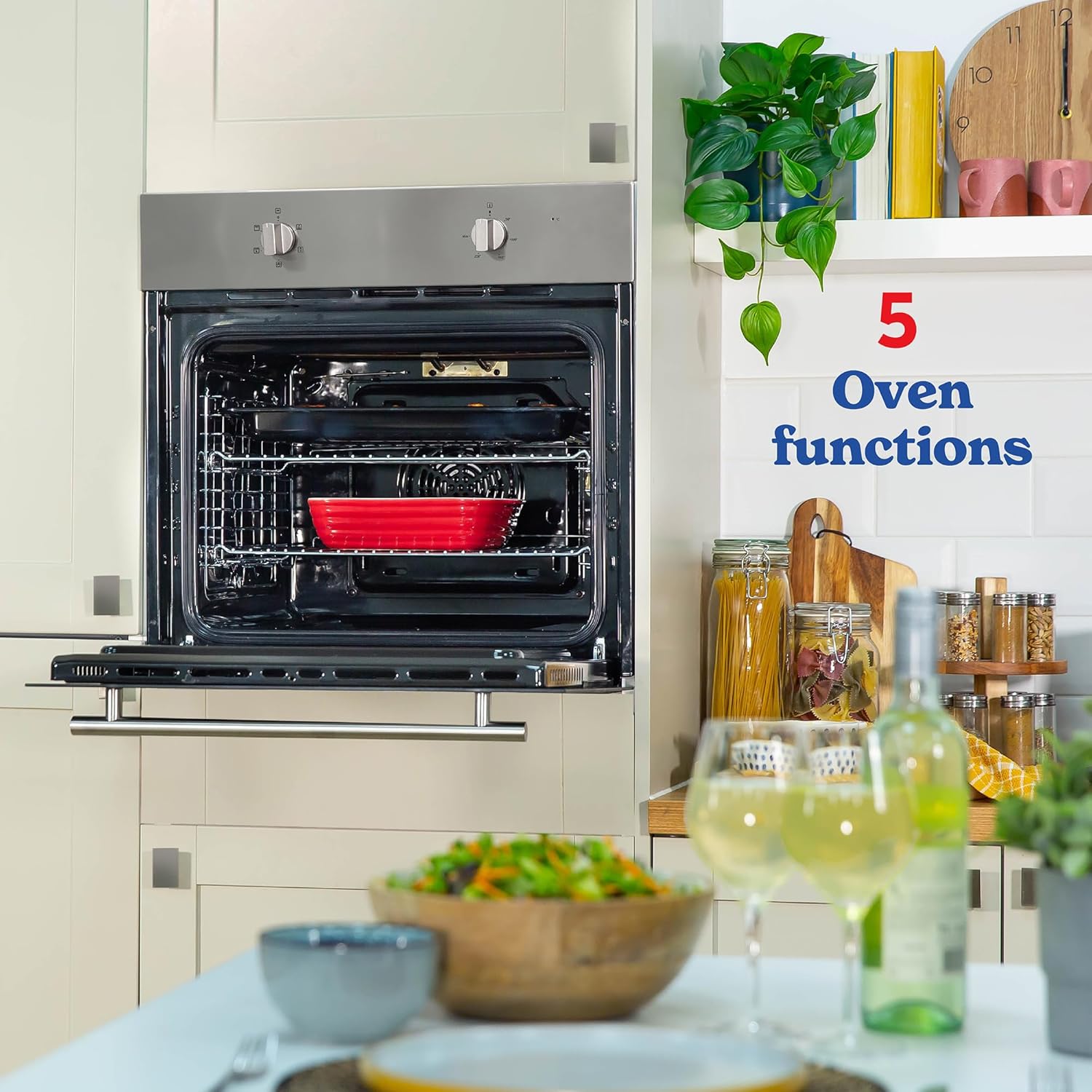 Russell Hobbs 70L, 60cm Wide, Single Electric Built - in Fan Oven and Grill in Stainless Steel, 5 Oven Functions, RHFEO7004SS - Amazing Gadgets Outlet