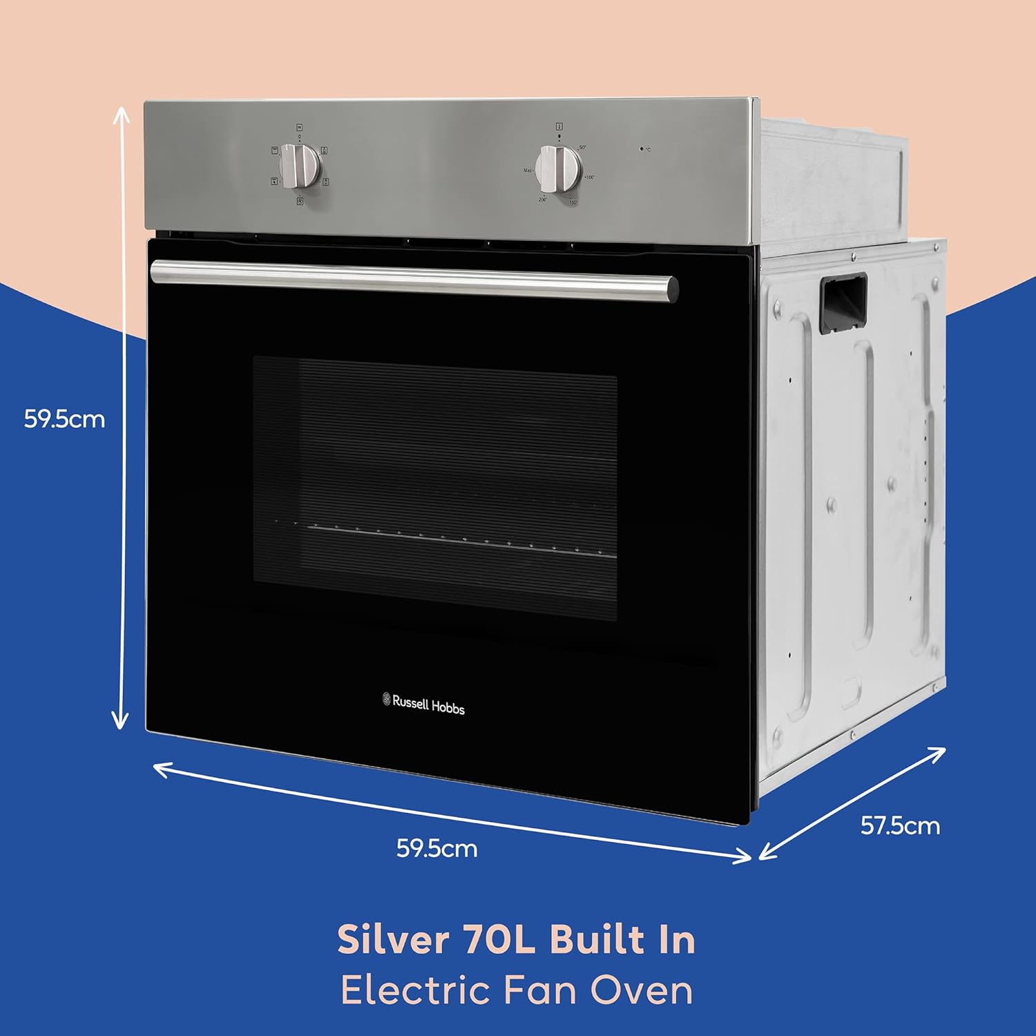 Russell Hobbs 70L, 60cm Wide, Single Electric Built - in Fan Oven and Grill in Stainless Steel, 5 Oven Functions, RHFEO7004SS - Amazing Gadgets Outlet