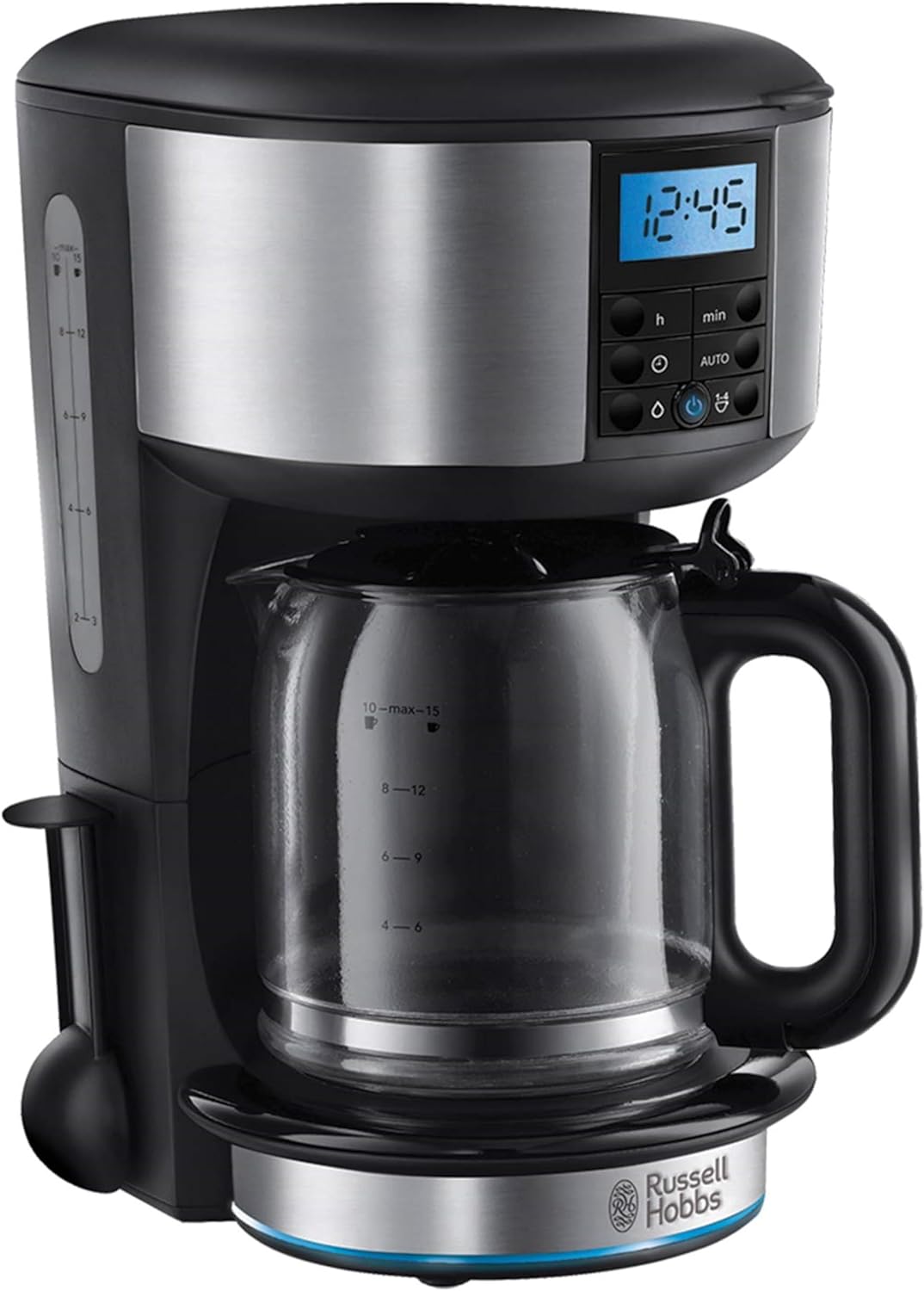 Russell Hobbs Buckingham Filter Coffee Machine, 1.25L Carafe/10 cups, 1 - 4 Cup brewing option, Fast brew, 24hr timer, 40min keep warm, Pause & Pour, Washable filter, Auto clean, 1000W, 20680 - Amazing Gadgets Outlet