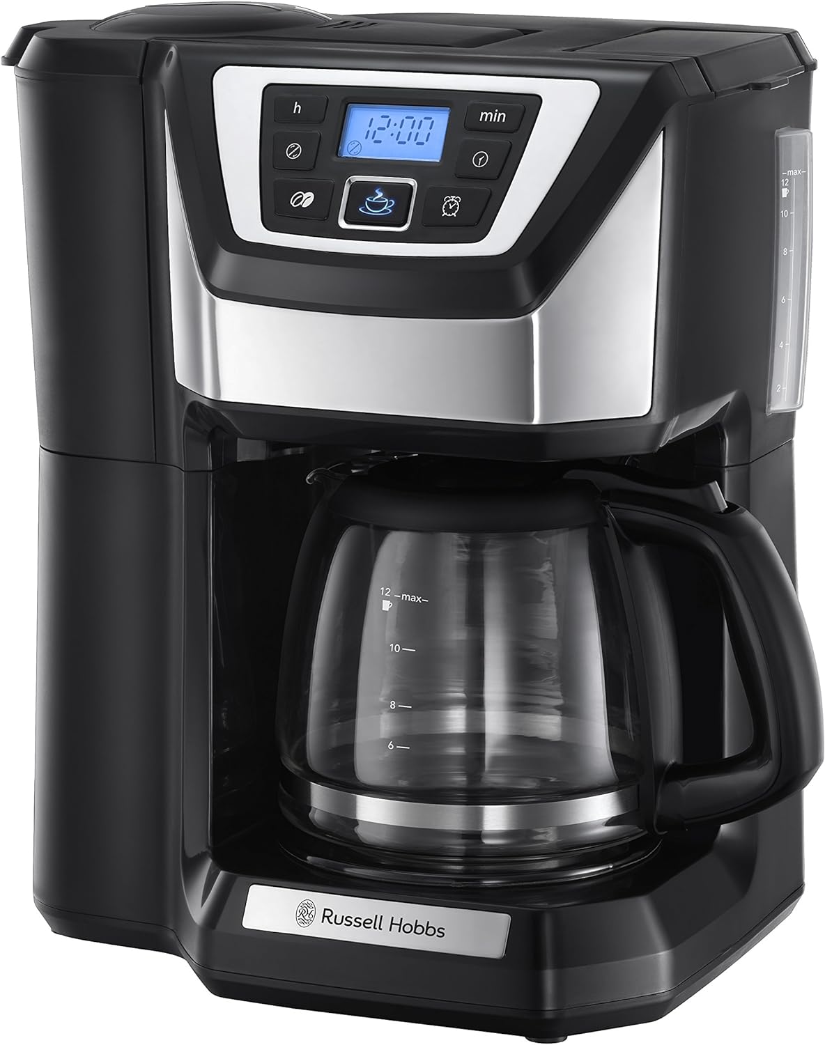 Russell Hobbs Chester Grind & Brew Filter Coffee Machine, Bean to cup, Quiet brew technology, 1.5L Carafe/12 cups, 4 - 12 Cup brewing option, 24hr timer, 40min keep warm, Washable filter, 1025W, 22000 - Amazing Gadgets Outlet