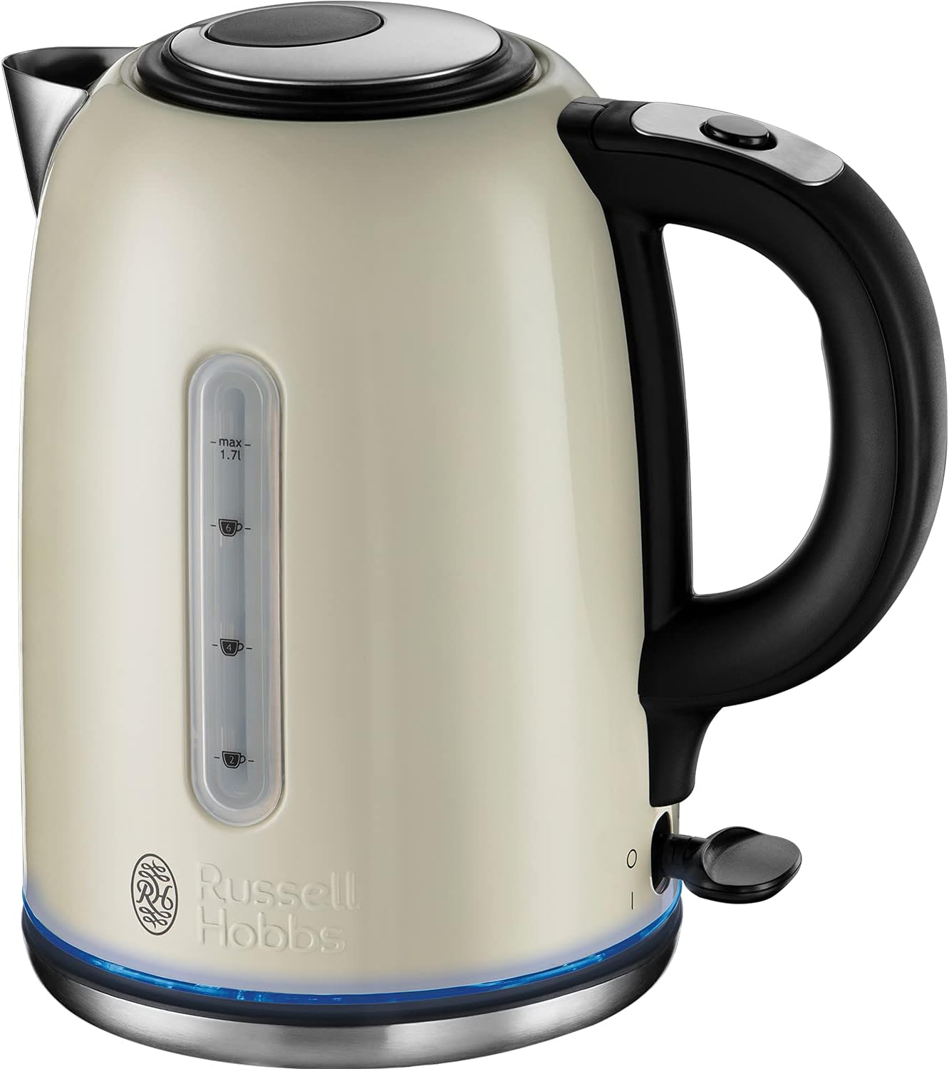 Russell Hobbs Cream Stainless Steel Electric 1.7L Cordless Kettle (Quiet & Fast Boil 3KW, Removable washable anti - scale filter, Push button lid, Perfect pour spout) 20461 - Amazing Gadgets Outlet