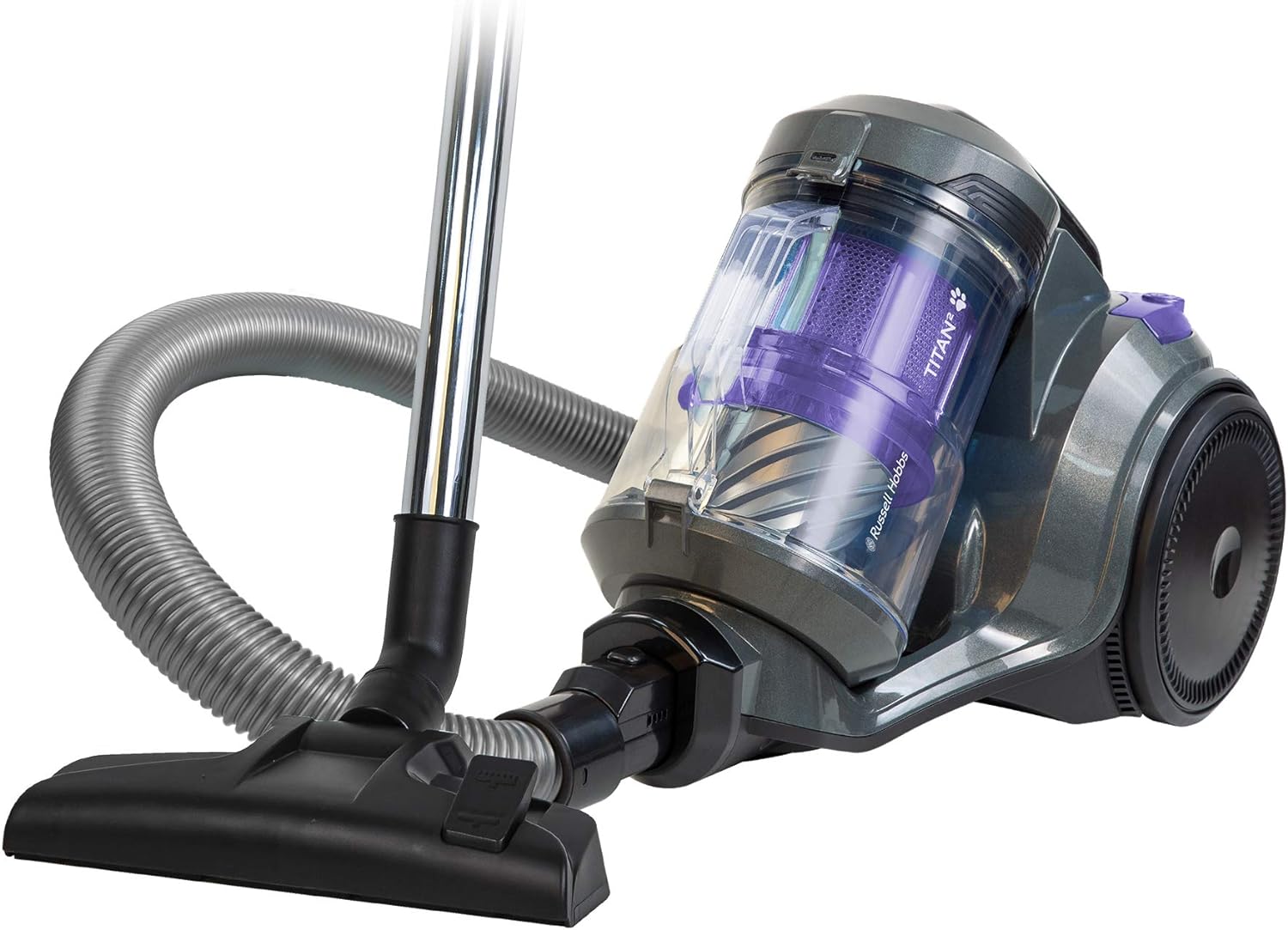 Russell Hobbs Cylinder Vacuum Cleaner ATLAS2 PET 2.5 Litre Grey & Purple with 3 in 1 Multi - Tool, Triple Dust Lock 700W High Efficiency Motor, PET Turbo Tool, 2 Year Guarantee RHCV3601 - Amazing Gadgets Outlet