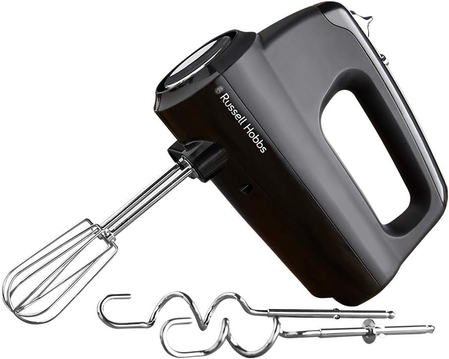 Russell Hobbs Desire Electric Hand Mixer with 5 speeds & turbo setting, 2 chrome plated beaters & 2 chrome plated dough hooks inc, all dishwasher safe, Easy release button, 350W, 24672 - Amazing Gadgets Outlet