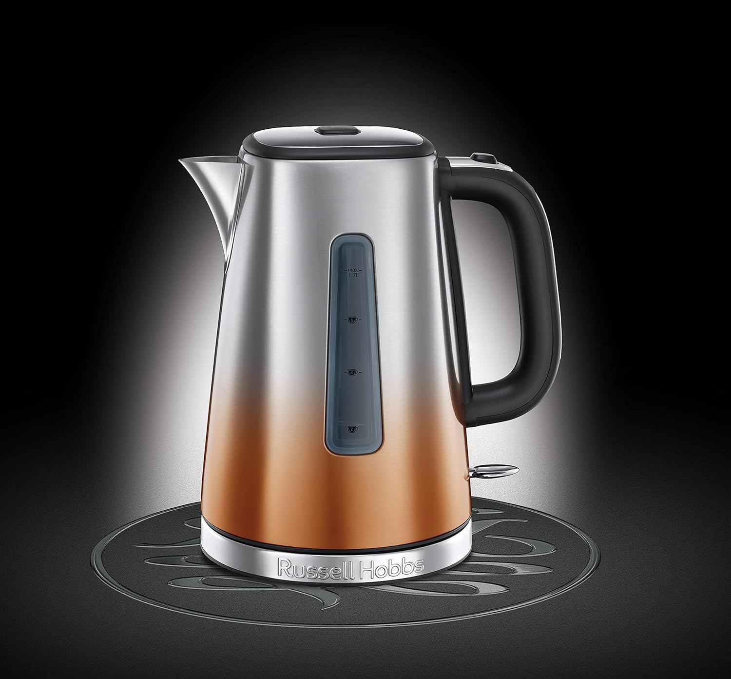 Russell Hobbs Eclipse Stainless Steel & Copper Sunset Ombre 1.7L Electric Cordless Kettle (Quiet & Fast Boil 3KW, Removable washable anti - scale filter, Easy push button lid, Perfect pour spout) 25113 - Amazing Gadgets Outlet