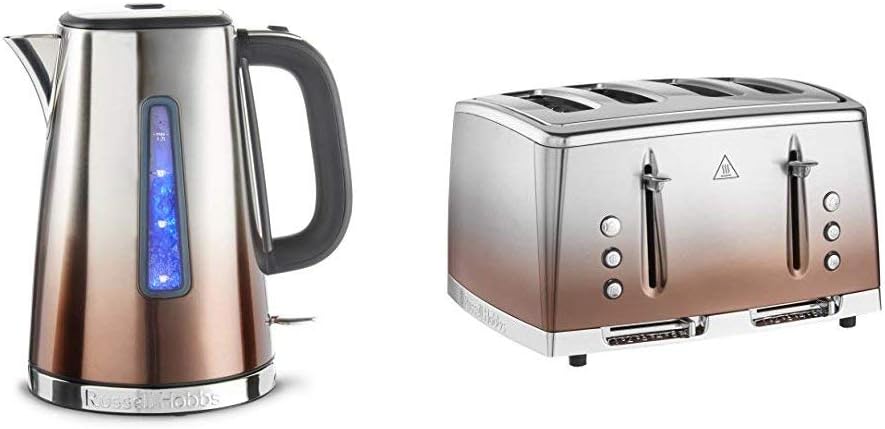 Russell Hobbs Eclipse Stainless Steel & Copper Sunset Ombre 1.7L Electric Cordless Kettle (Quiet & Fast Boil 3KW, Removable washable anti - scale filter, Easy push button lid, Perfect pour spout) 25113 - Amazing Gadgets Outlet