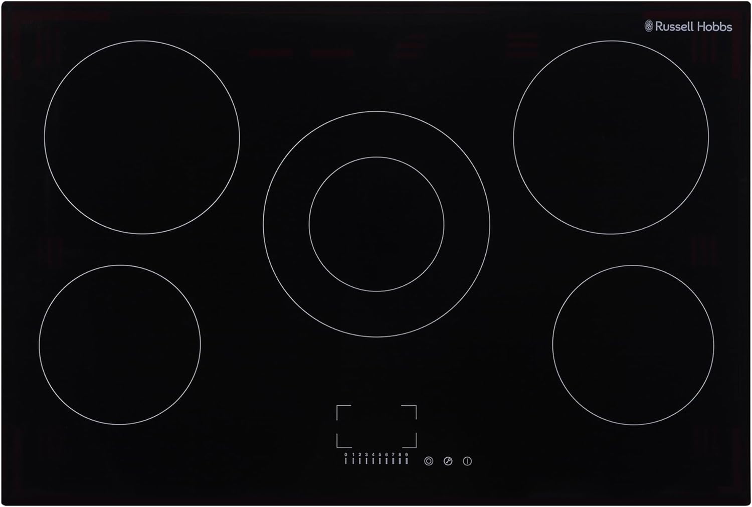 Russell Hobbs Electric Hob 77 cm Ceramic Cooktop with 5 Cooking Zones, Touch Contrtol & Easy Clean, Safety Cut Off, Integrated Timer & 2 Rapid Zones RH77EH6011, 2 Year Guarantee,Black,Medium - Amazing Gadgets Outlet