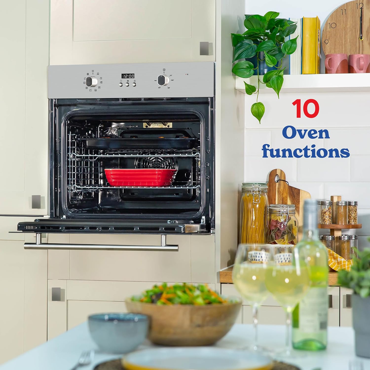Russell Hobbs Electric Oven 70L 60cm Wide Built In 10 Oven Functions Electric Fan Oven Easy Clean Interior Stainless Steel RHEO7005SS - Amazing Gadgets Outlet