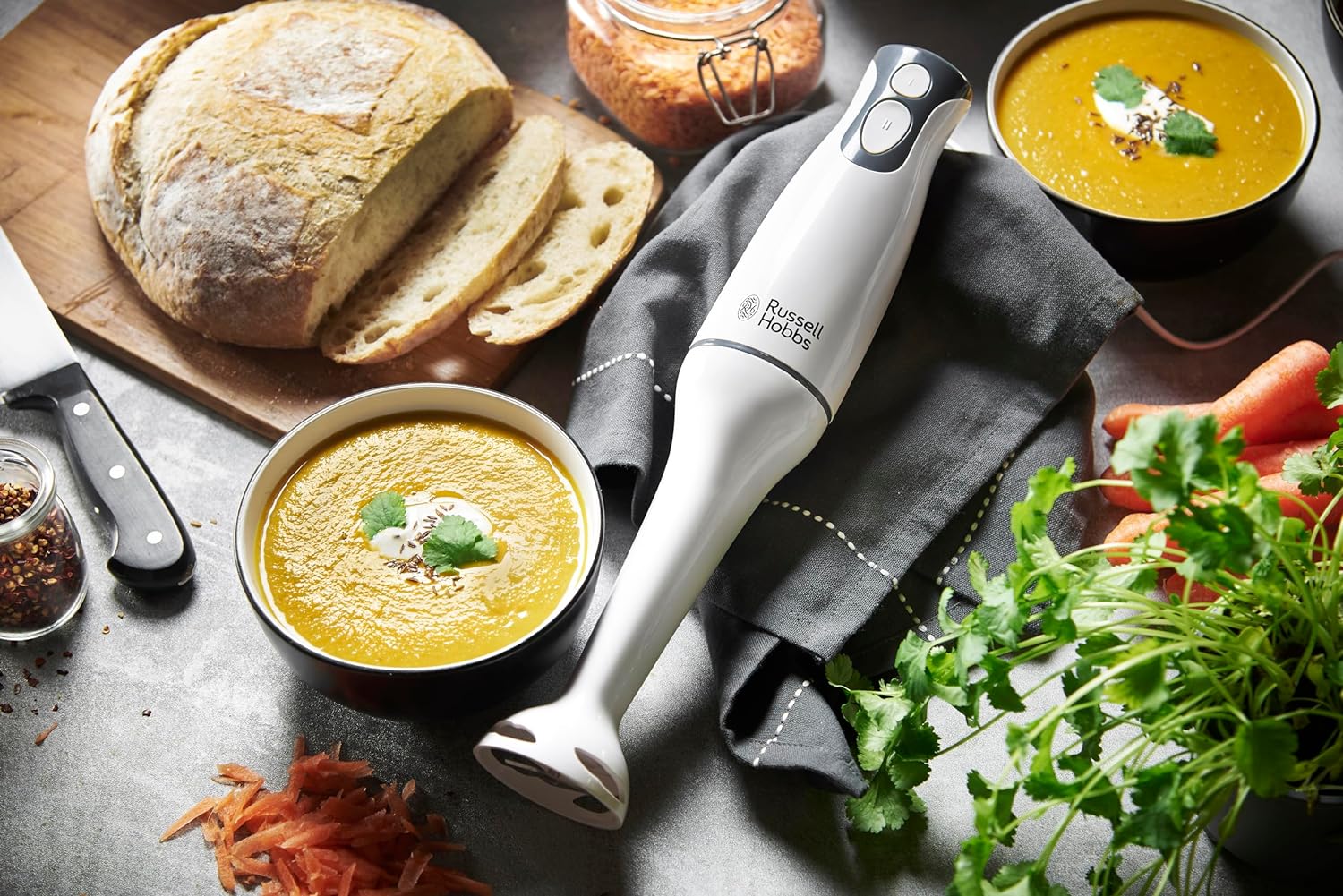 Russell Hobbs Food Collection Electric Hand Blender, 2 Speeds and Pulse Technology, Detachable blending leg for easy cleaning, Stainless steel blades, 200W, 22241 - Amazing Gadgets Outlet