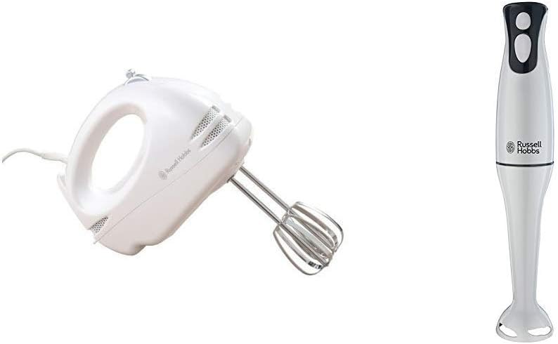 Russell Hobbs Food Collection Electric Hand Mixer with 6 Speeds, Easy release button, Fingertip speed control, Chrome beaters, Wrap around cord storage, 125W, 14451 - Amazing Gadgets Outlet