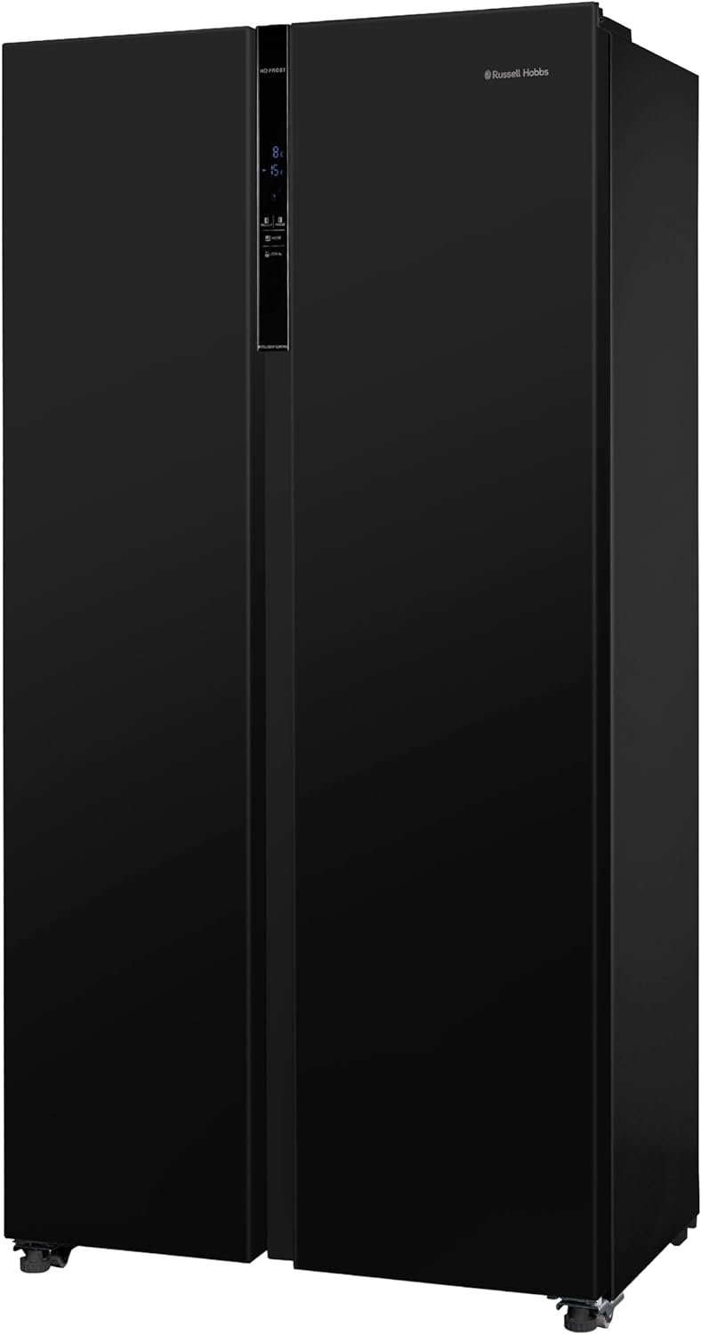Russell Hobbs Freestanding American Fridge Freezer 442 Litre 70/30 Black Super Freeze Function 177cm Tall & 90cm Wide with 5 Glass Shelves, 2 Year Guarantee, RH90AFF201B - Amazing Gadgets Outlet