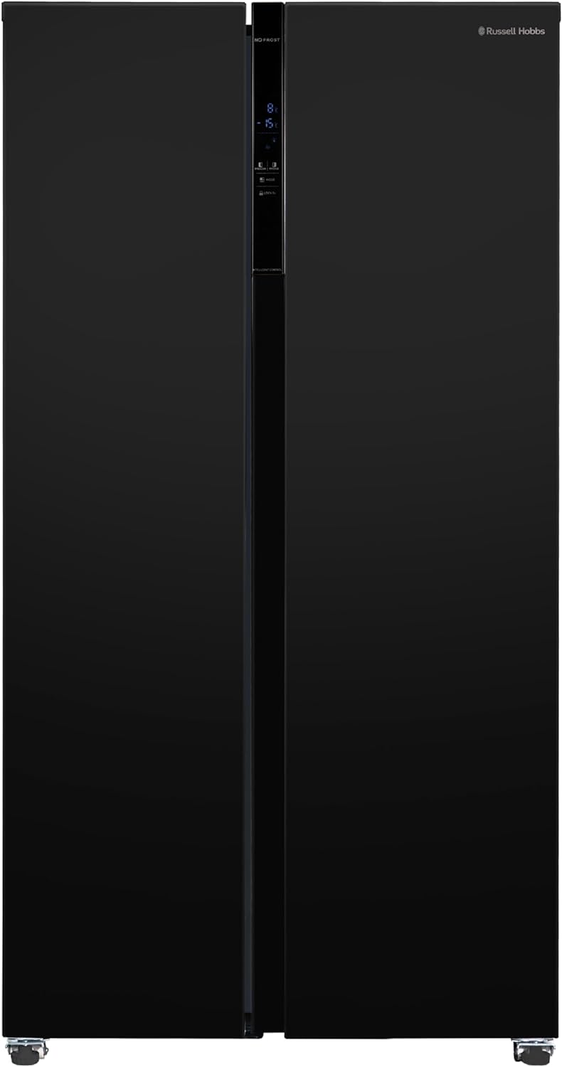 Russell Hobbs Freestanding American Fridge Freezer 442 Litre 70/30 Black Super Freeze Function 177cm Tall & 90cm Wide with 5 Glass Shelves, 2 Year Guarantee, RH90AFF201B - Amazing Gadgets Outlet