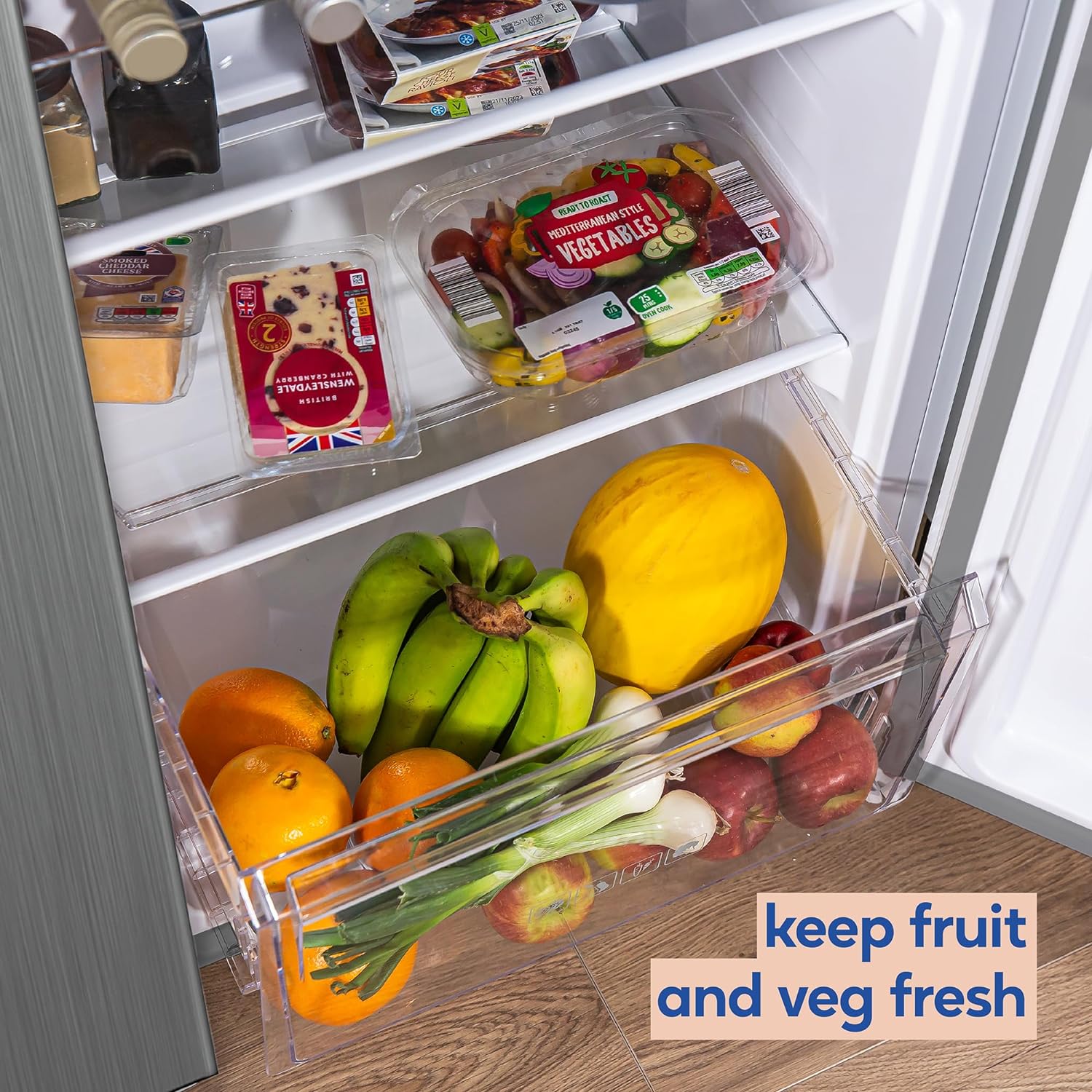 Russell Hobbs Freestanding American Fridge Freezer 442 Litre 70/30 Stainless Steel Super Freeze Function 177cm Tall & 90cm Wide with 5 Glass Shelves, 2 Year Guarantee, RH90AFF201SS - Amazing Gadgets Outlet