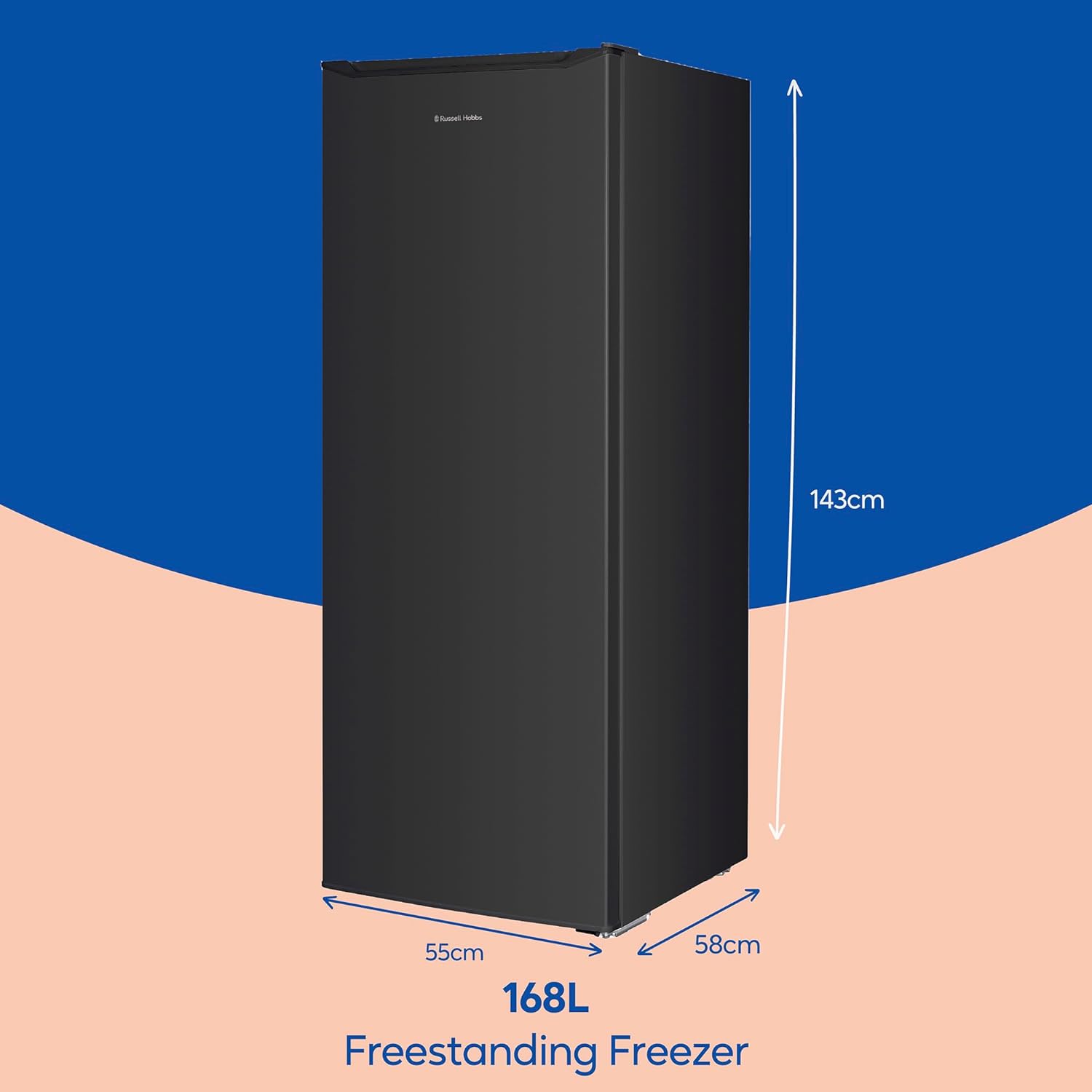 Russell Hobbs Freestanding Upright Freezer Black 168 Litre with 5 Drawers, 143 cm Tall & 55 cm Wide, Adjustable Thermostat & 40 Decibel Noise Level, 2 Year Guarantee RH143FZ552E1B   Import  Single ASIN  Import  Multiple ASIN ×Product customizatio - Amazing Gadgets Outlet