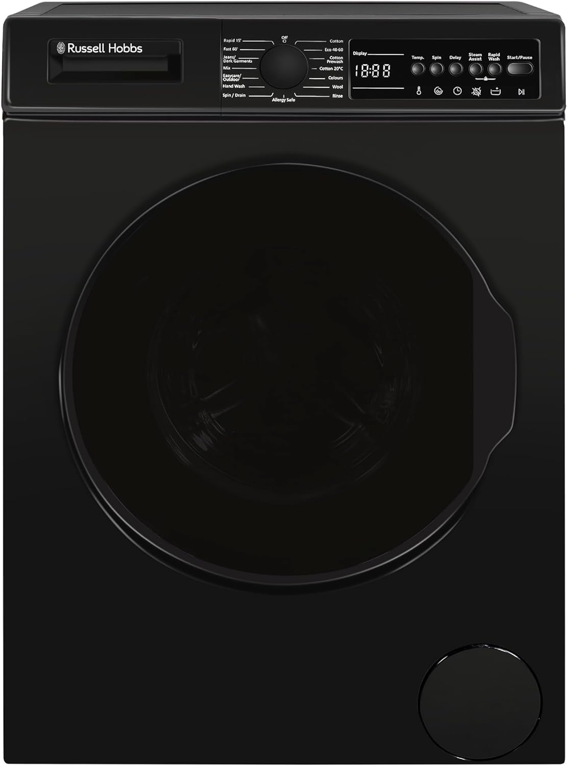 Russell Hobbs Freestanding Washing Machine, 9kg Capacity, 1400 rpm, 15 Programmes, Eco Technology, Rapid Wash Cycles, Black, RH914W116B - Amazing Gadgets Outlet