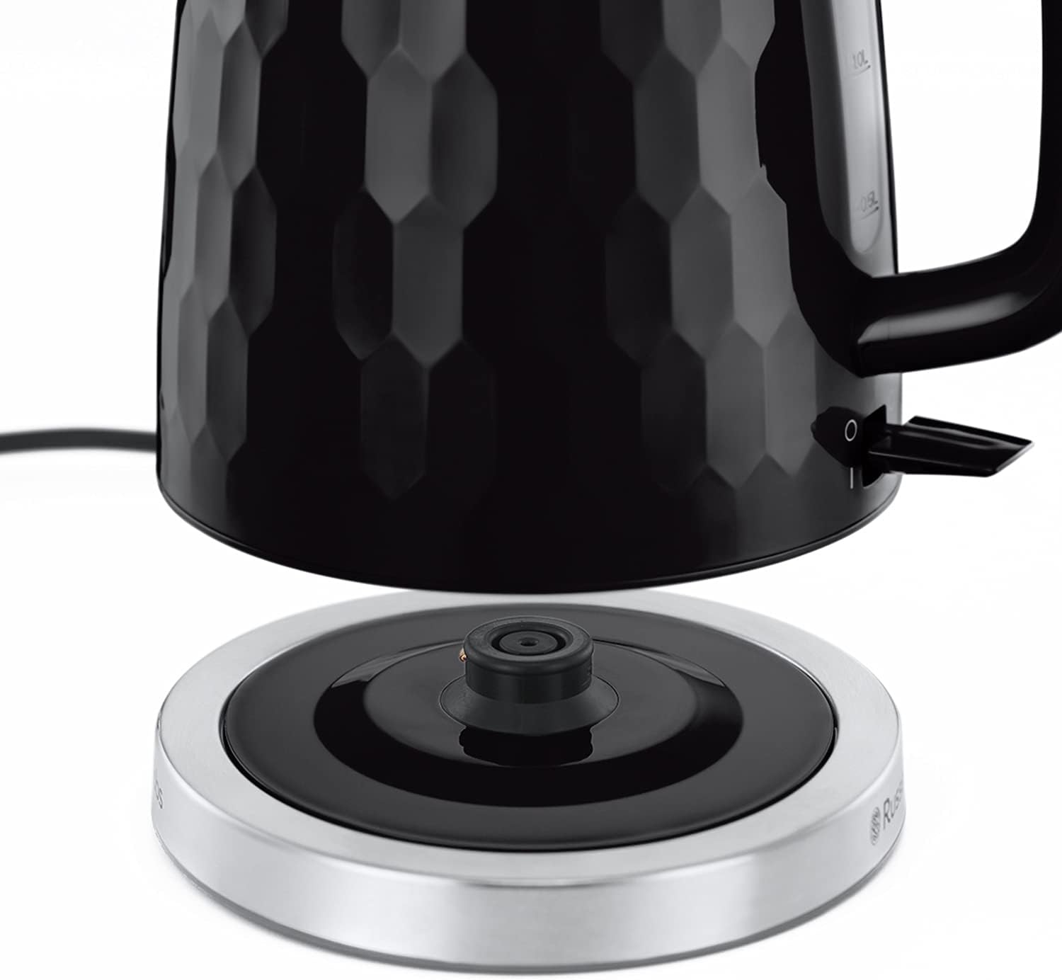 Russell Hobbs Honeycomb Electric 1.7L Cordless Kettle (Fast Boil 3KW, Black premium plastic, matt & high gloss finish, Removable washable anti - scale filter, Push button lid, Perfect pour spout) 26051 - Amazing Gadgets Outlet