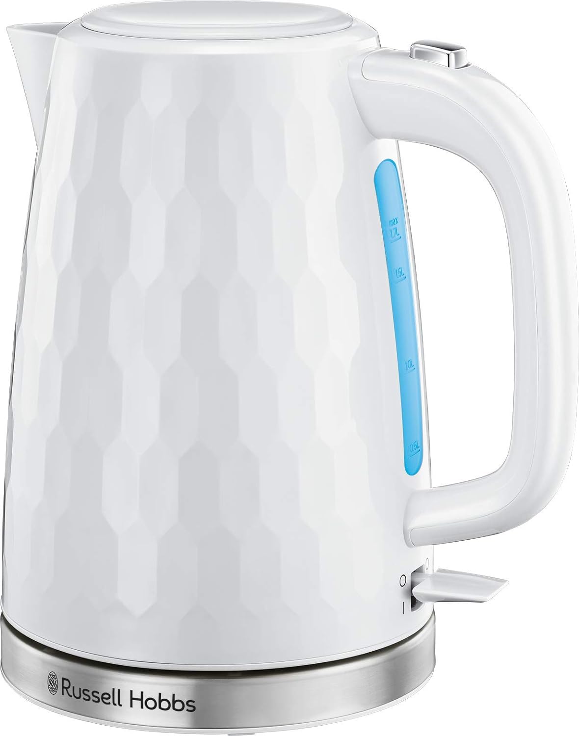 Russell Hobbs Honeycomb Electric 1.7L Cordless Kettle (Fast Boil 3KW, Grey premium plastic, matt & high gloss finish, Removable washable anti - scale filter, Push button lid, Perfect pour spout) 26053 - Amazing Gadgets Outlet