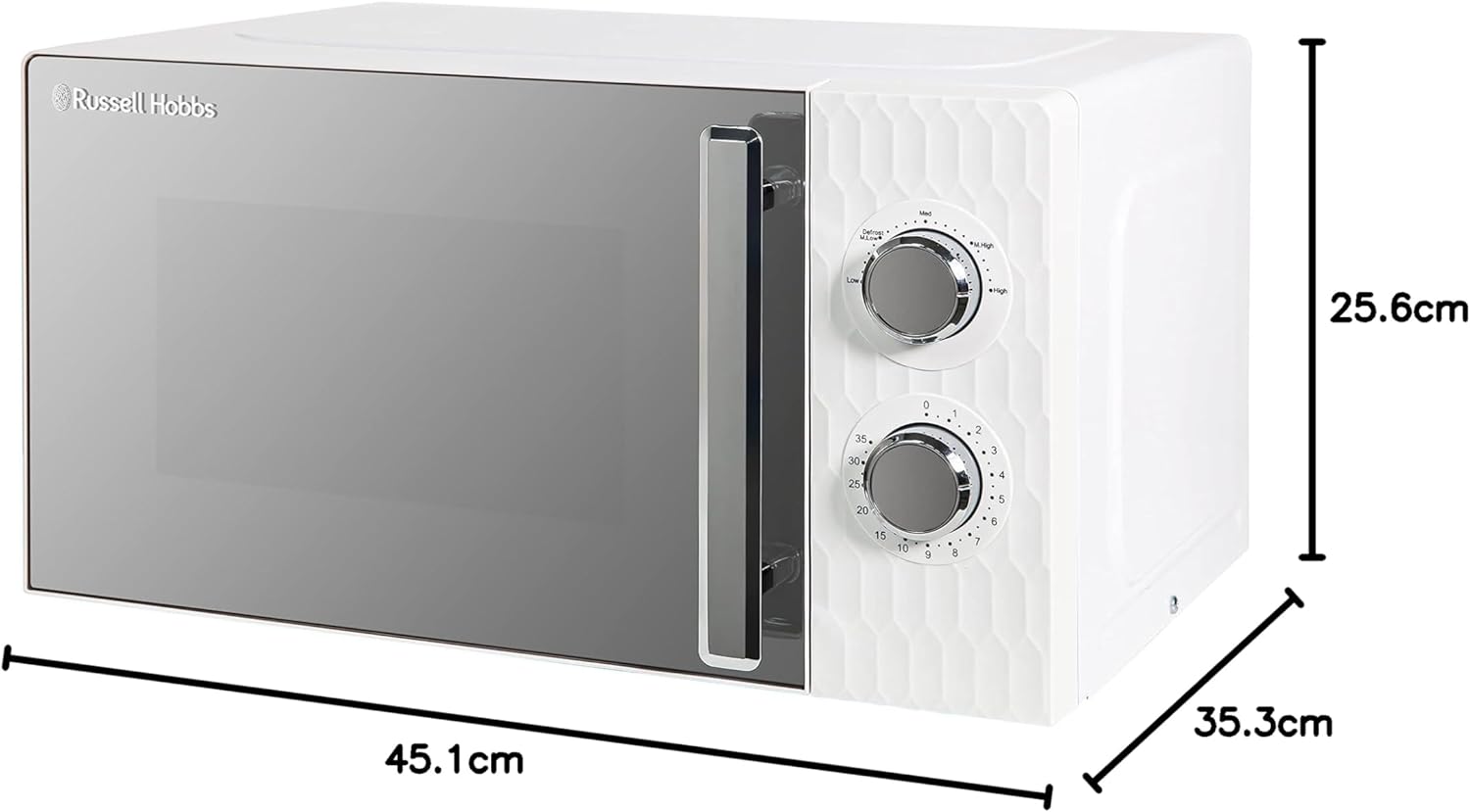 Russell Hobbs Honeycomb RHMM715 17 Litre 700W White Solo Manual Microwave with 5 Power Levels, Integrated Timer and Defrost Function (White) - Amazing Gadgets Outlet