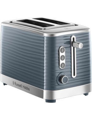 Russell Hobbs Inspire 2 Slice Toaster (Extra wide slots, High lift feature, 6 Browning levels, Frozen/Cancel/Reheat function with Blue LED illumination, 1050W, Grey textured high gloss) 24373 - Amazing Gadgets Outlet