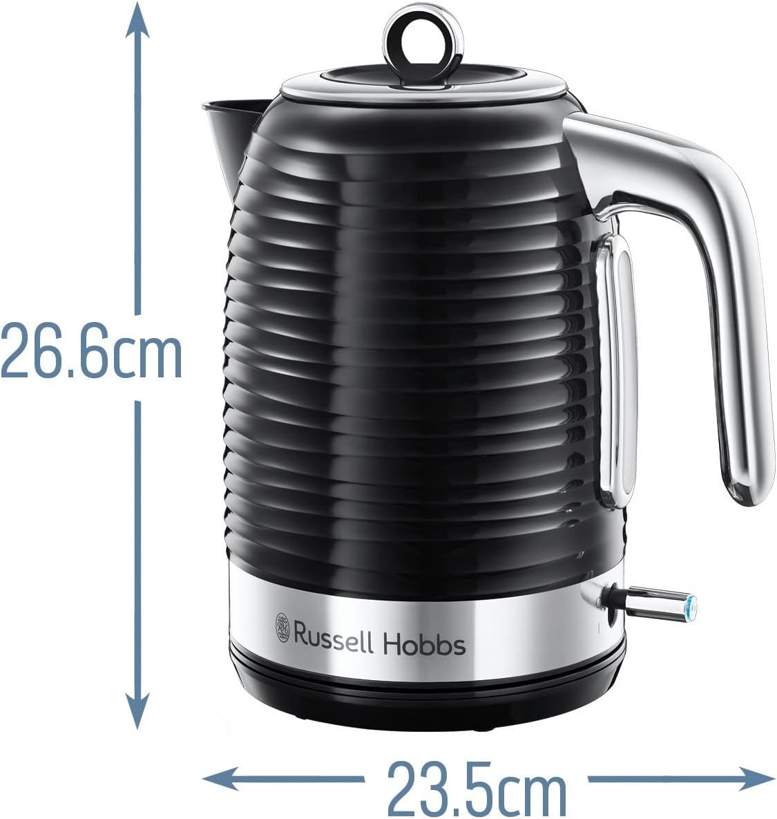 Russell Hobbs Inspire Electric 1.7L Cordless Kettle (Fast Boil 3KW, Black premium textured plastic, high gloss finish, Removable washable anti - scale filter, Pull off lid, Perfect pour spout) 24361 - Amazing Gadgets Outlet