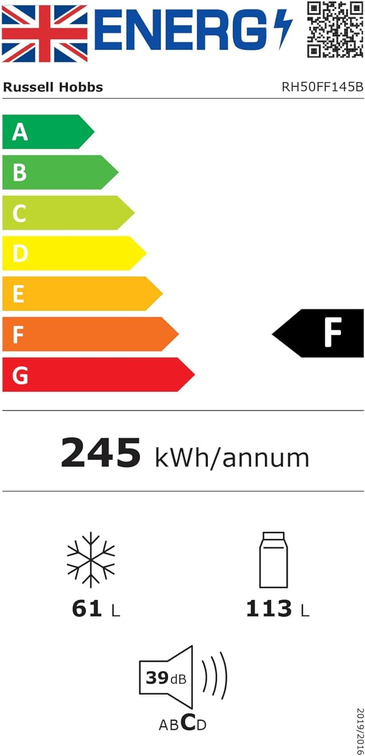 Russell Hobbs Low Frost Black 60/40 Fridge Freezer, 173 Total Capacity, Freestanding 50cm Wide 145cm High, Fast Freeze, Adjustable Thermostat, RH50FF145B, 2 Year Guarantee   Import  Single ASIN  Import  Multiple ASIN ×Product customization - Amazing Gadgets Outlet