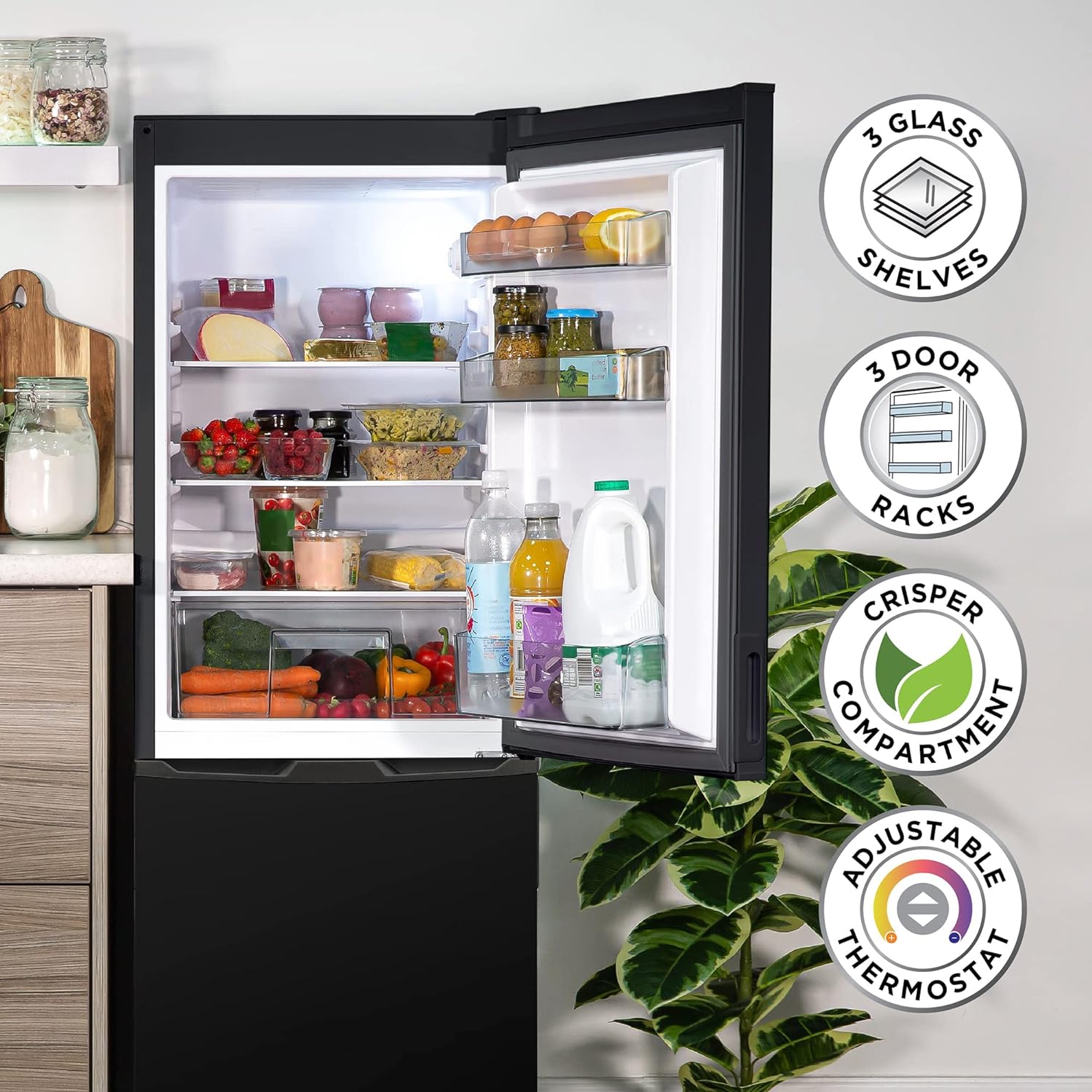 Russell Hobbs Low Frost Black 60/40 Fridge Freezer, 173 Total Capacity, Freestanding 50cm Wide 145cm High, Fast Freeze, Adjustable Thermostat, RH50FF145B, 2 Year Guarantee   Import  Single ASIN  Import  Multiple ASIN ×Product customization - Amazing Gadgets Outlet